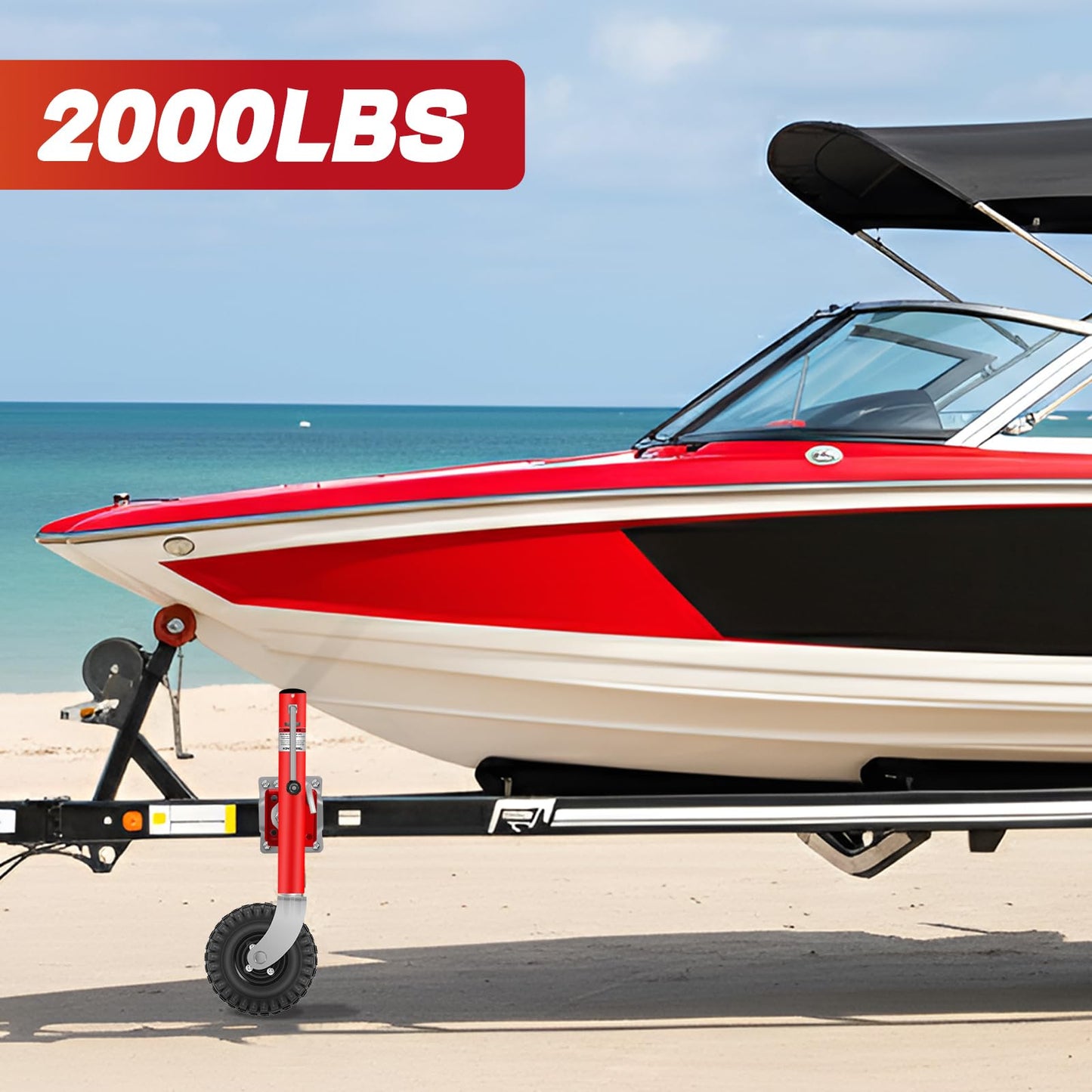 Beach Boat Trailer Jack for 10" Wheel Heavy Duty for 2000 lbs Capacity - 10.2" Lift-RV Boat Trailer Bolt-On Swivel Tongue Jack
