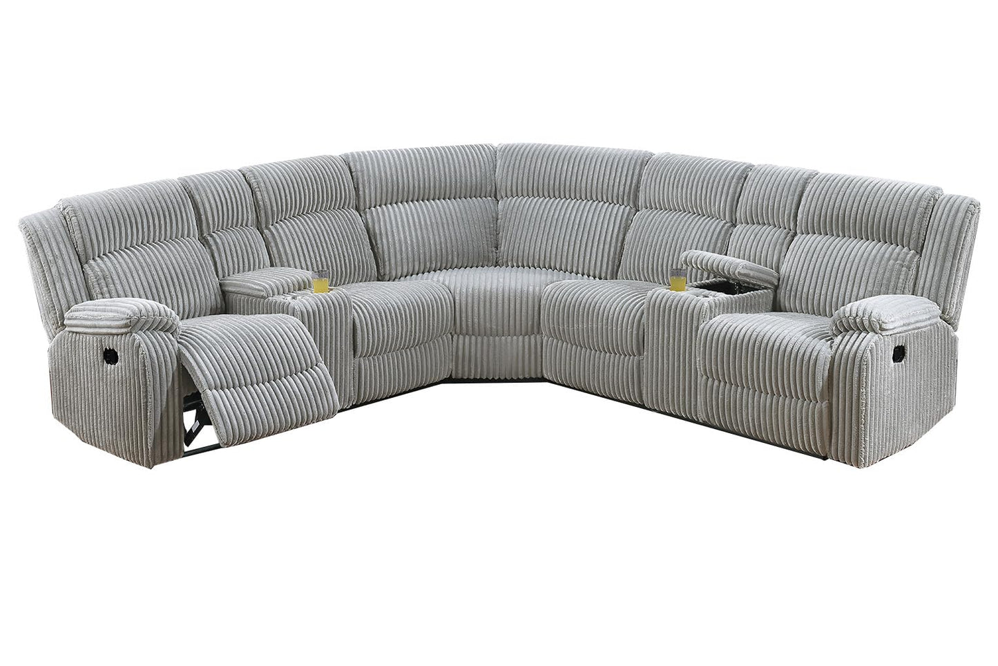 ERYE Oversized L-Shaped Power Reclining Sectional Sofa W/2 Console, Cupholders and USB Ports,Corduroy Power Motion Symmetrical Recliner Couch for Living Room Home Theater