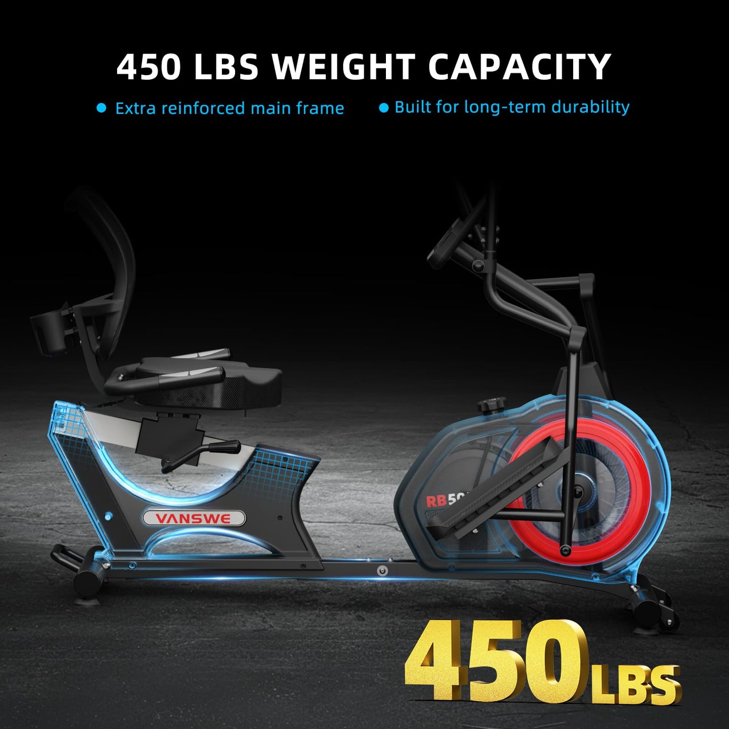 VANSWE Pro Recumbent Elliptical Cross Trainer – Full-Body Low-Impact Recumbent Exercise Bike with Bluetooth App, Magnetic Resistance, Quiet Belt Drive, 450 lbs Capacity for Seniors & Home Rehab
