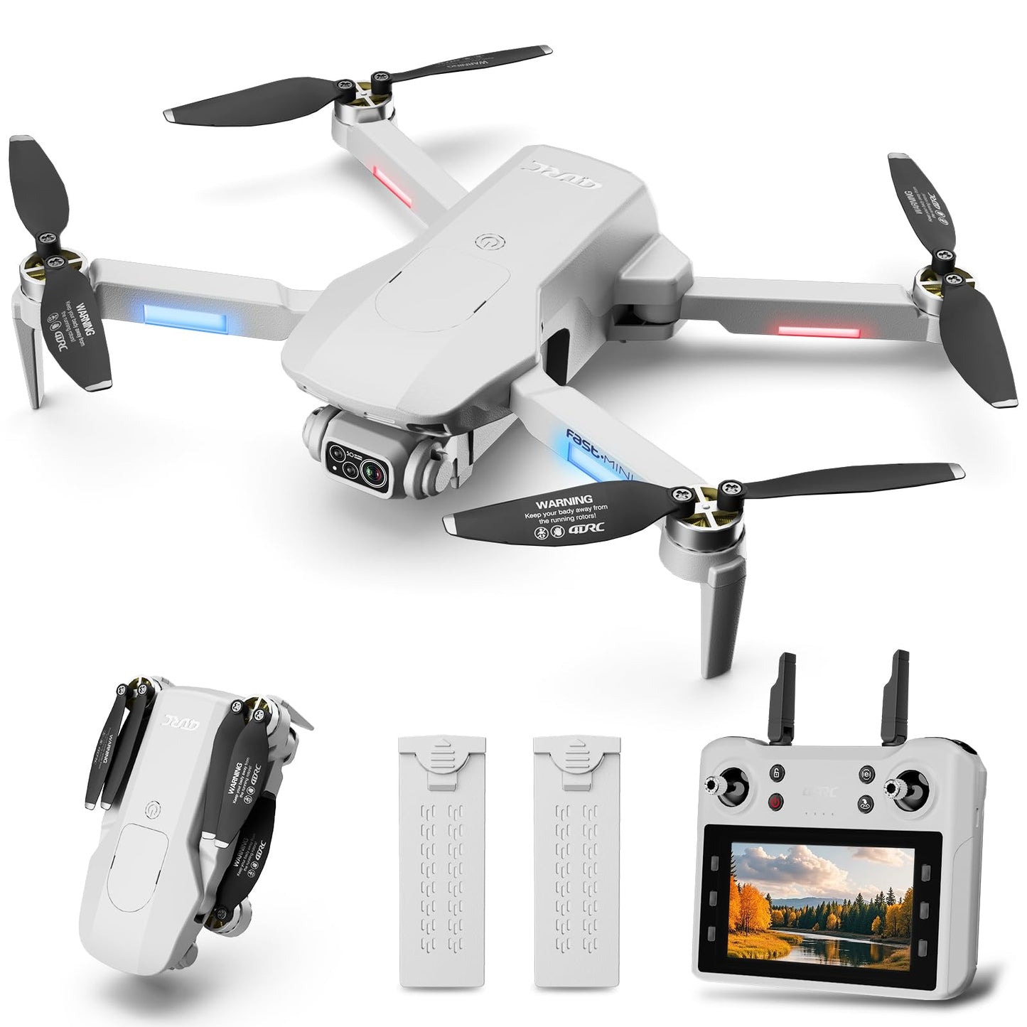 4DF8 GPS Drone with 4K HD Camera, White, 5GHz FPV Transmission, 4.5" LCD Screen on Controller,60 Min Flight Time, Brushless Motor, for Beginners,32GB memory card