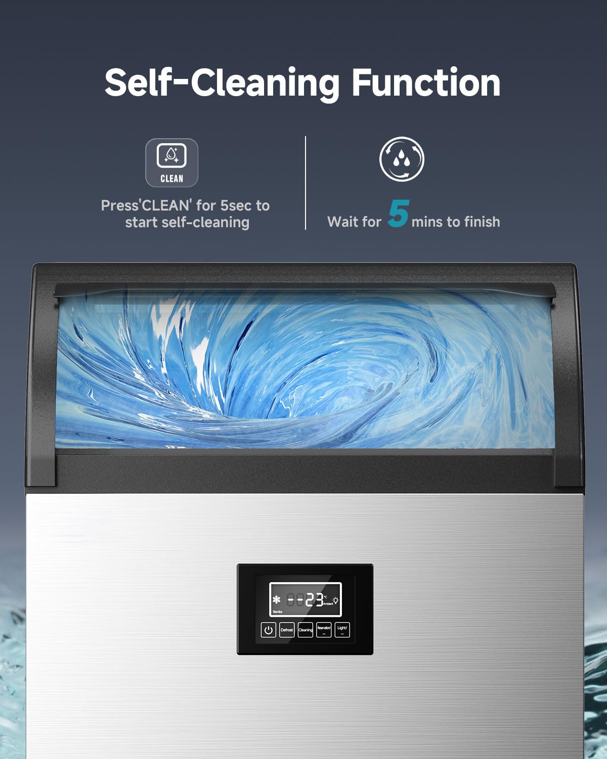 EUHOMY Commercial Ice Maker, 300lbs/24H, Stainless Steel Under Counter Freestanding Ice Machine with Water Filter, 44lbs Storage Capacity, 126 Cubes in 8-12 Mins for Home/Bar/Cafe/Restaurant