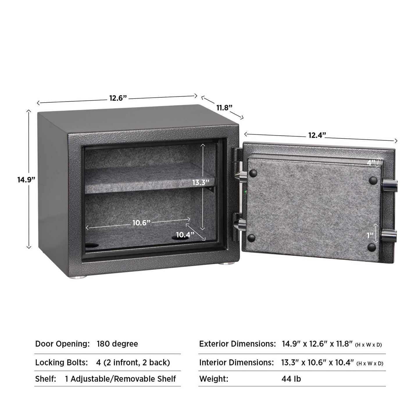 ISLANDSAFE 1200°F 30 Minutes Fireproof and Waterproof Safe Box, Digital Fire Proof Safe with 3 Spoke Detachable Handle, Personal safe for Home Office Money Gun (1.29Cubic Feet Black)