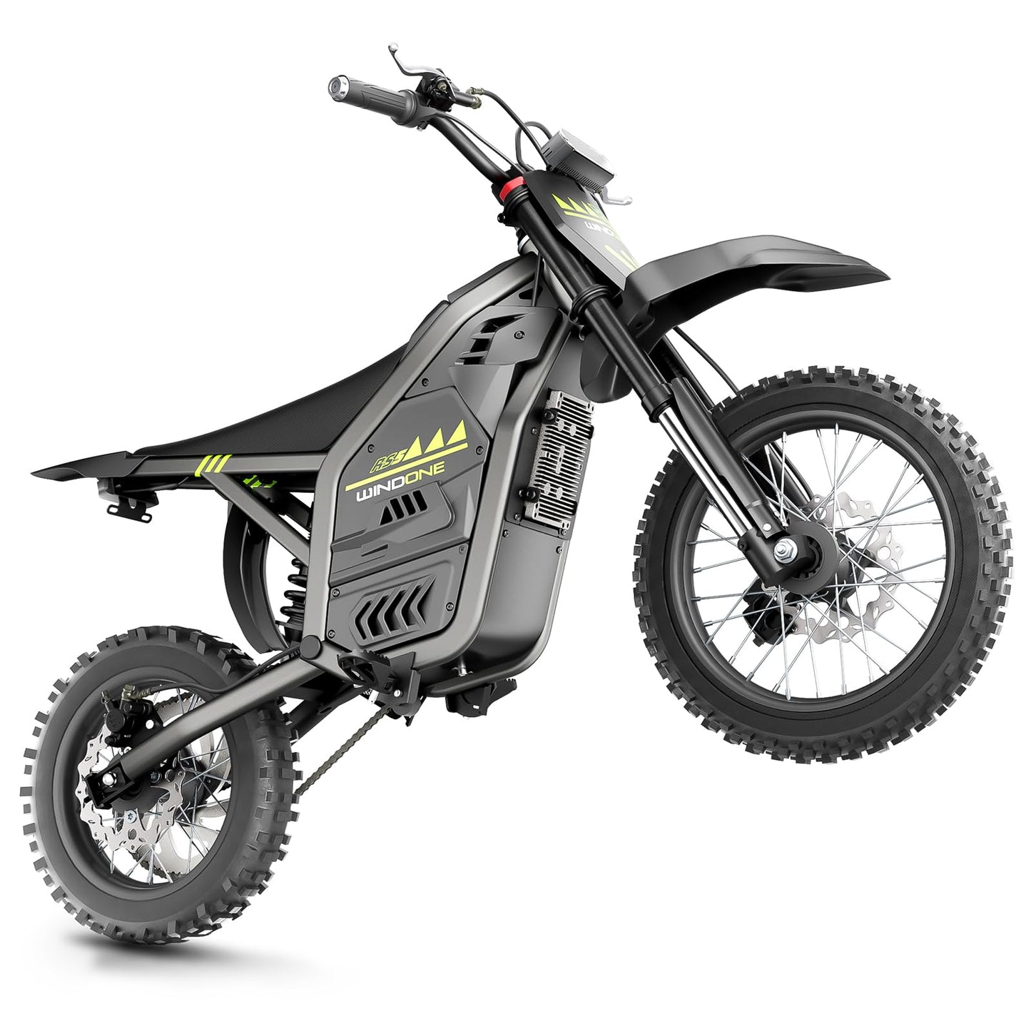Windone RS5 Electric Dirt Bike for Teens & Adults (13+), Up to 37 MPH, 45 Miles Range, 2200W Peak Motor, 14"/12" Off-Road Tires, Hydraulic Suspension, 3-Speed Modes Electric Motorcycle (Green)