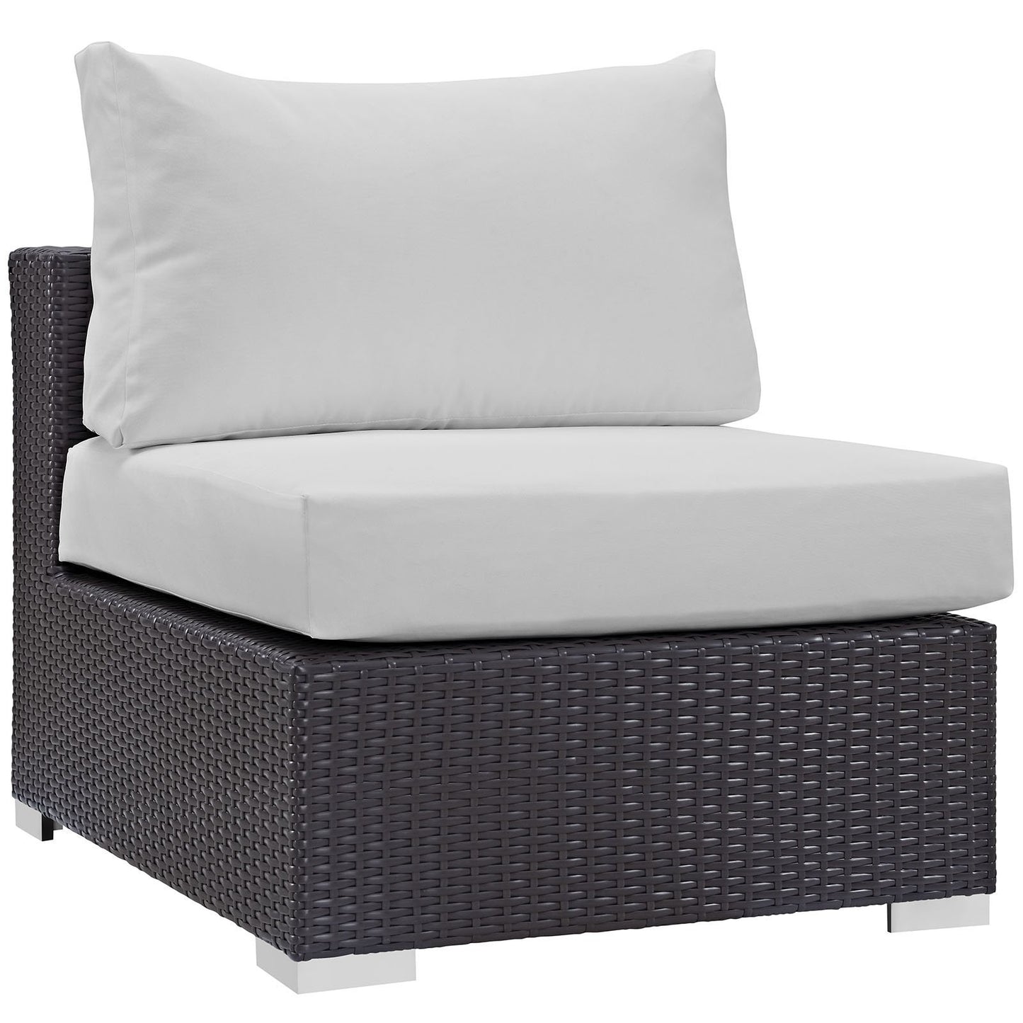 Modway Convene Wicker Rattan 8-Piece Outdoor Patio Sectional Sofa Furniture Set in Espresso White