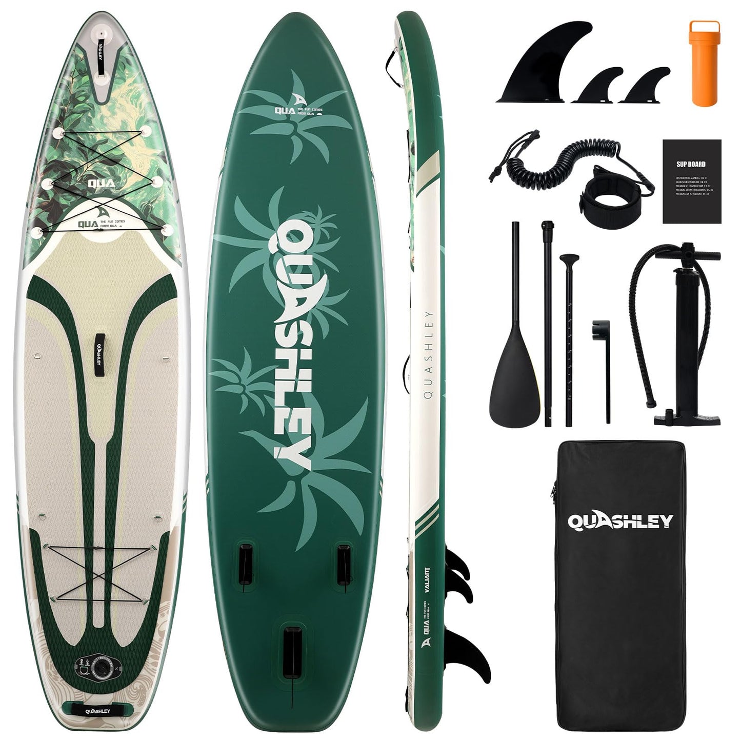 Quashley Inflatable Stand Up Paddle Board with Premium SUP Accessories,Stable Wide Design with Non-Slip EVA Deck for All Skill Levels,Ultra Stable All Around Paddleboard