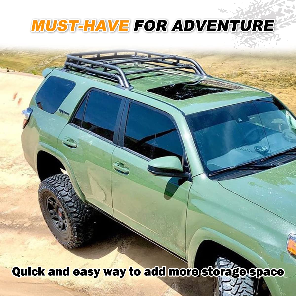 Snailfly Roof Rack Basket Fit for 2010-2024 Toyota 4Runner Rooftop Luggage Cargo Carrier Extra Bar Replacement