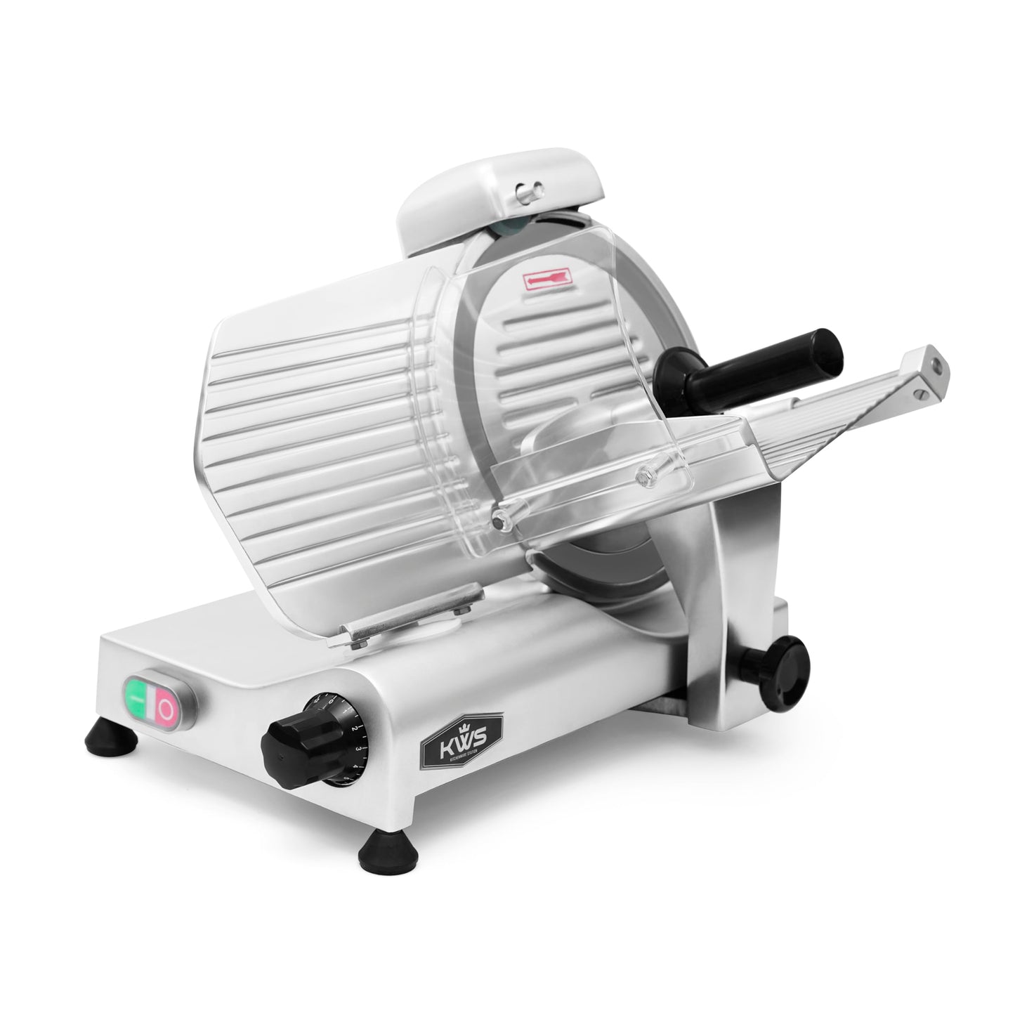 KWS 10NS Commercial 10" Electric Meat Slicer, 320W High-Torque Motor, Stainless Steel Blade, Deli-Style Thin Slicing, Built-In Sharpener, Heavy-Duty Aluminum Body for Meat, Cheese & Semi-Frozen Foods