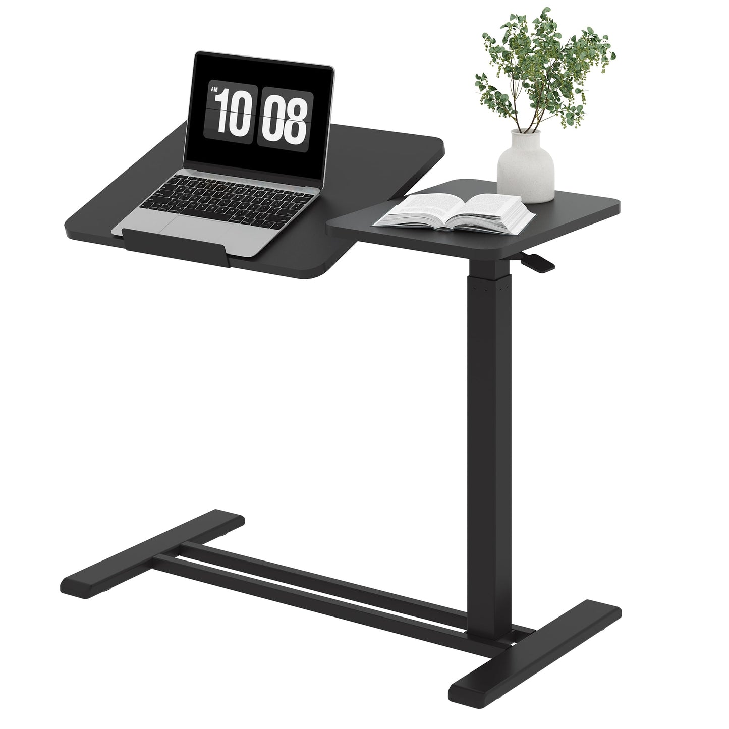 SANODESK Small Rolling Overbed Table Adjustable Height with Wheels, Mobile Laptop Desk with Tilting Desktop, Portable Computer Workstation for Home Office, Classroom, Bedside, Black
