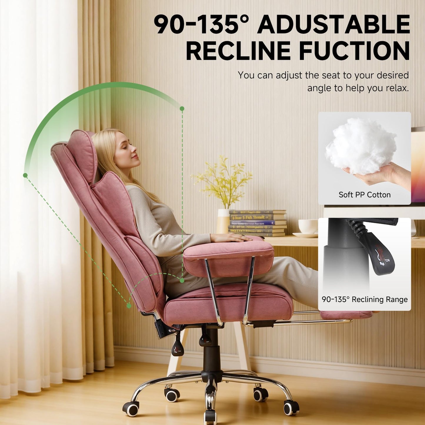 COMHOMA Big and Tall Gaming Chair with Pocket Spring Lumbar Support, Ergonomic Office Chair with Footrest, Executive Desk Chair with Outward Fixed Soft Armrests, Computer Chair with High Back, GYPK