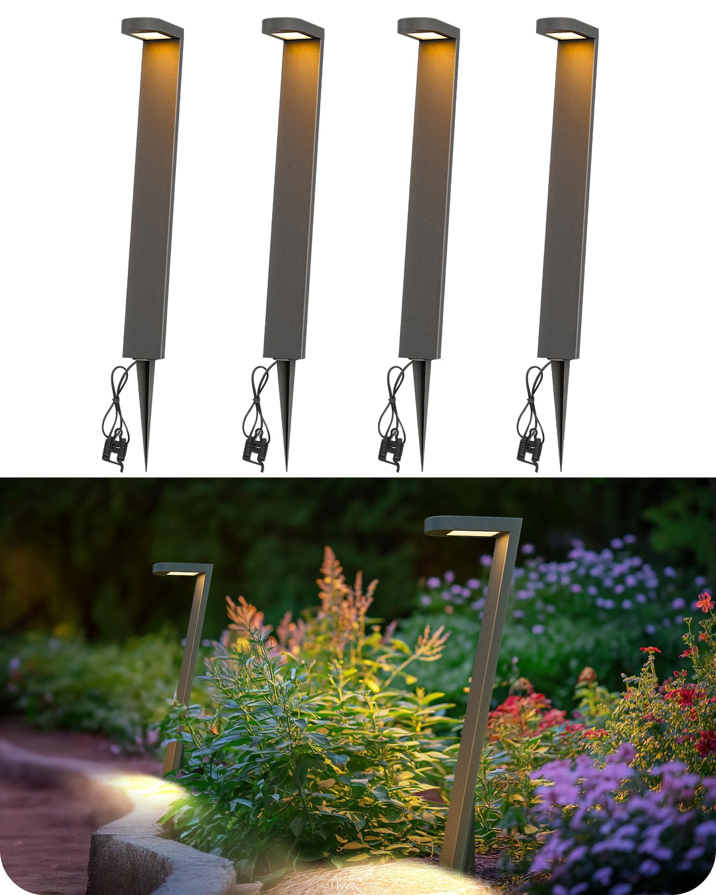 EDISHINE Low Voltage Pathway Lights, 2700K, 100LM, 5.5W, Aluminum, Black, Model JPZ1502L, Waterproof Outdoor Lighting