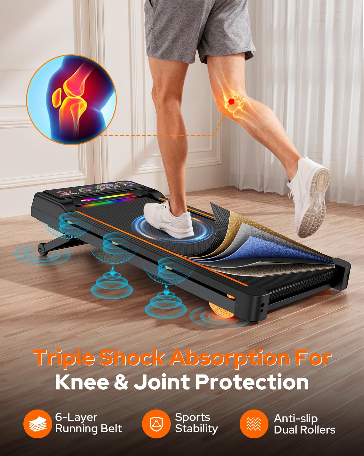 Walking Pad Treadmill with 15% 12-Level Auto Incline, 450 lbs Capacity UI Screen, Trisomy 3.5HP Quiet Under Desk Treadmill with Speaker & Remote, Compact Treadmills for Home Hiking