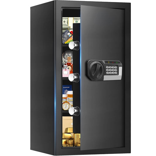 6.2 Cuft Large Home Safes Water and Fireproof with Digital Keypad & Key Lock, Fire Security Safe Box with 3 Removable Shelves, Fireproof Safes for Money Documents Jewelry, 27.56"H x13.78"W x 11.81"D