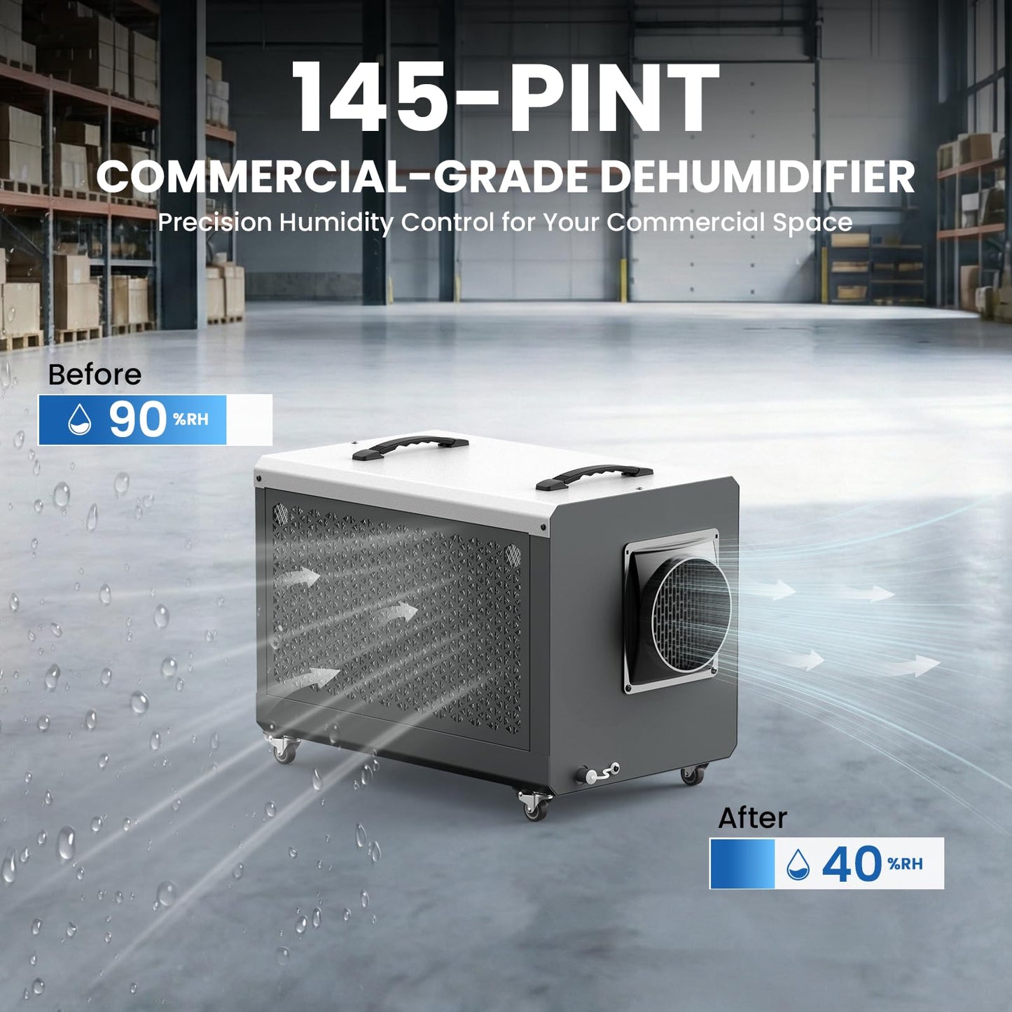 145 Pint Dehumidifier with Pump for 6000 Sq Ft Basement, Energy Star