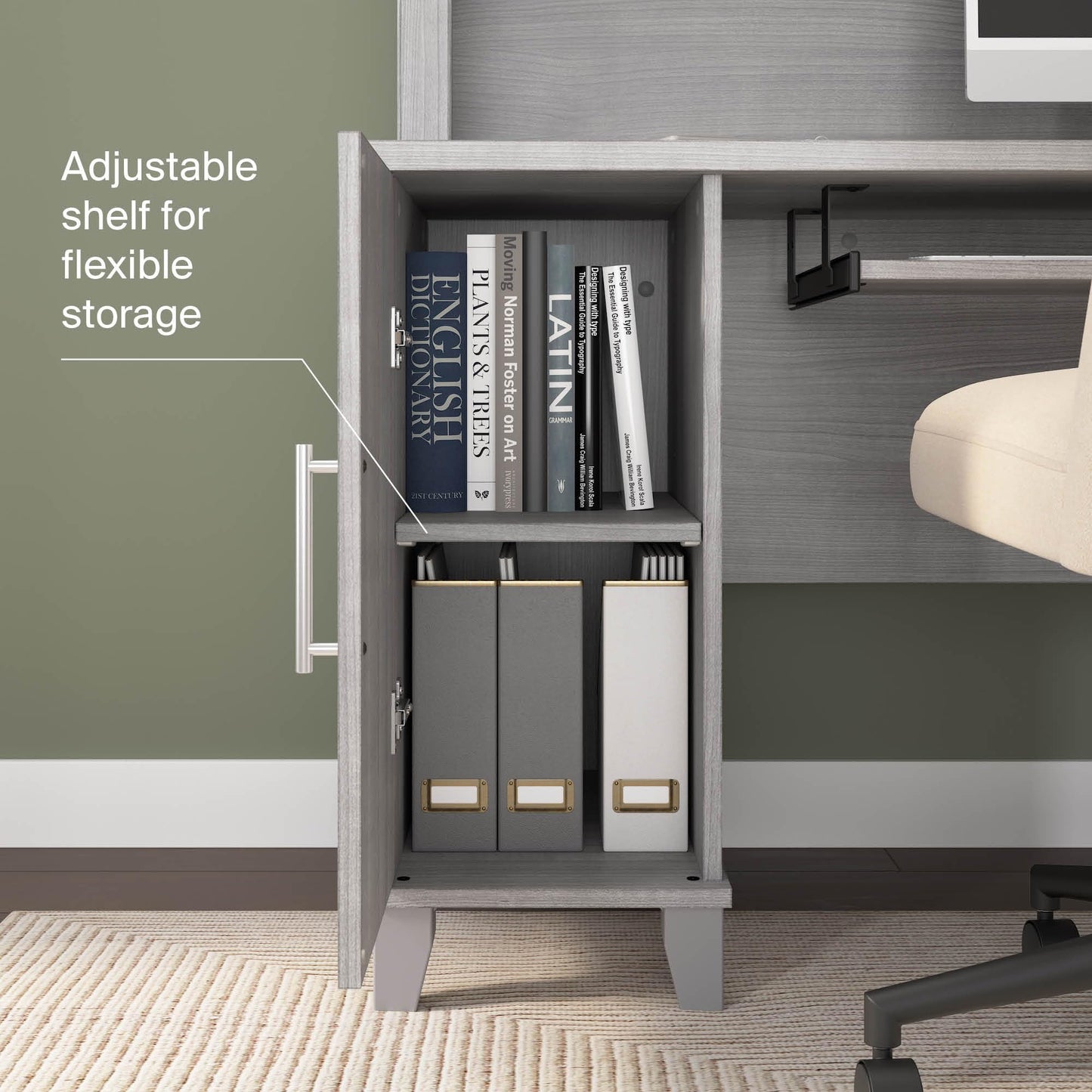 Bush Home 72-Inch L-Shaped Desk with Storage, Corner Computer Office Desk with File and Box Drawers, Home Office Workstation with Storage Cabinet, Somerset Collection, Platinum Gray