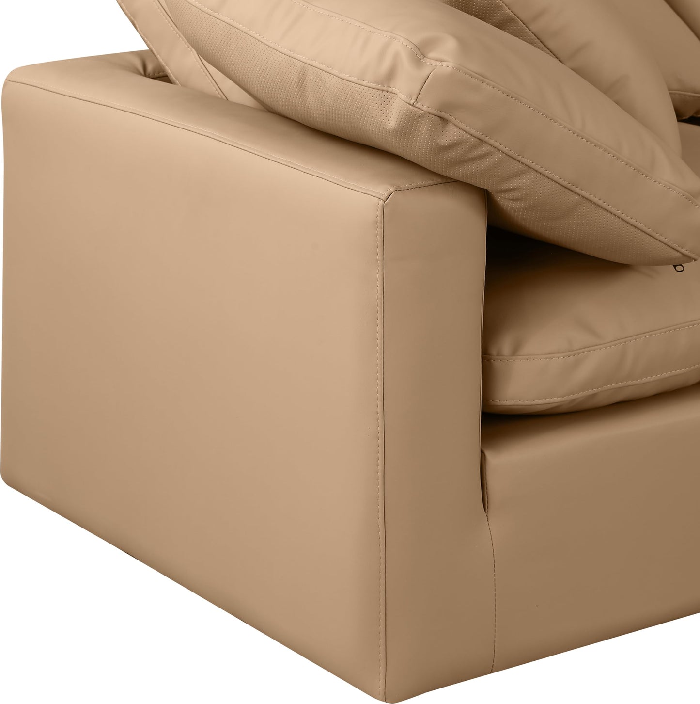 Meridian Furniture 146Tan-S70 Indulge Collection Modern | Contemporary Modular Sofa with Soft Tan Durable Vegan Leather, Fiber-Filled Cushions, Modular, 70" W x 35" D x 32" H, Tan