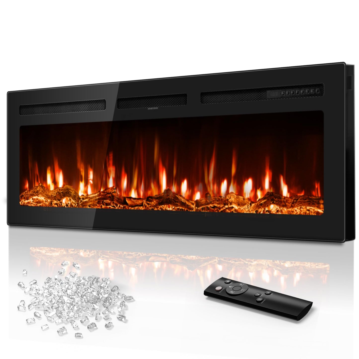 Tehanld 50" Ultra-Thin Electric Fireplace Heater, Recessed Wall Mounted
