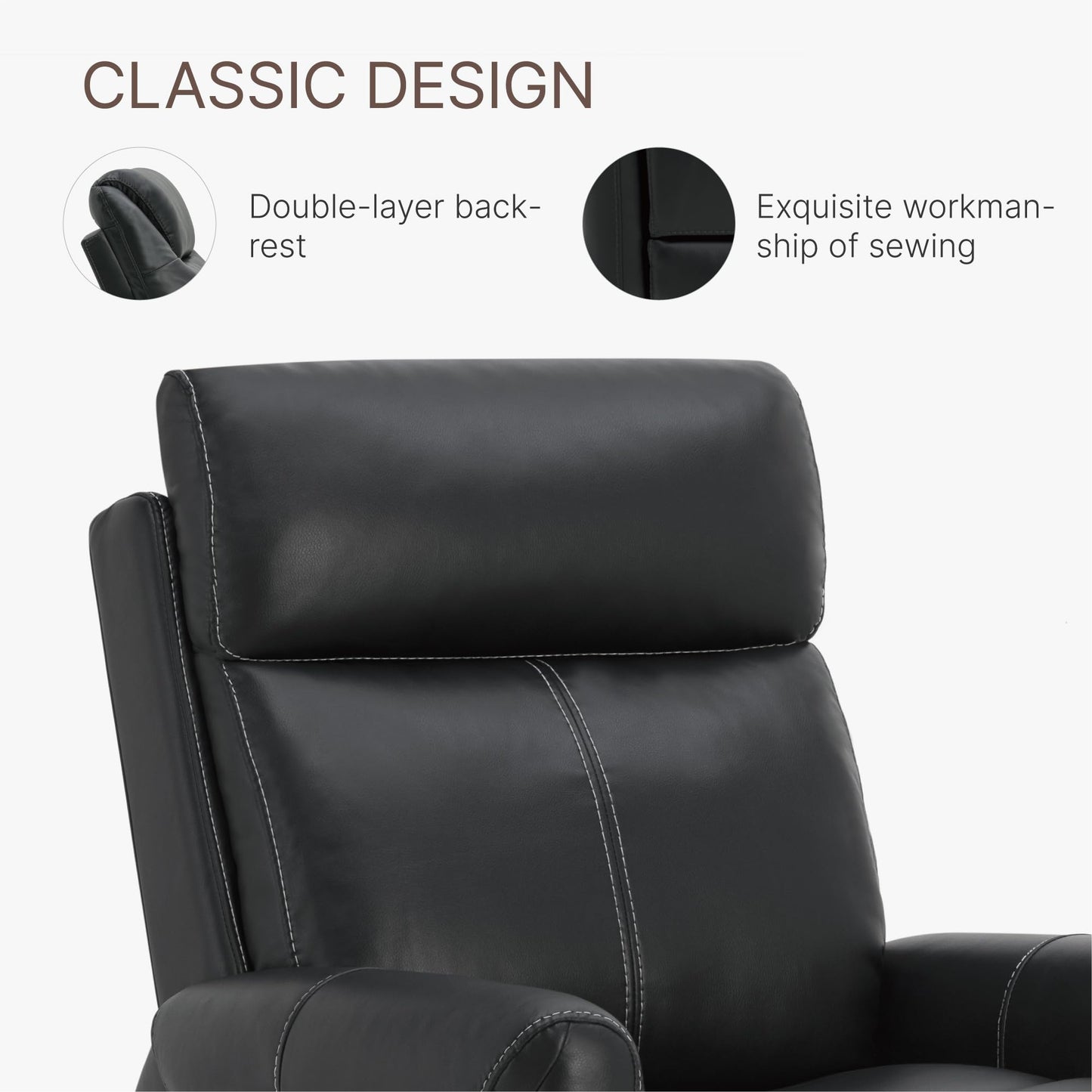 KISLOT Leather Recliner Chair for Adults Wall Hugger RV Recliner with USB Charging Ports Electric Power Reclining Sofa for Living Room Home Theater Seating Bedroom