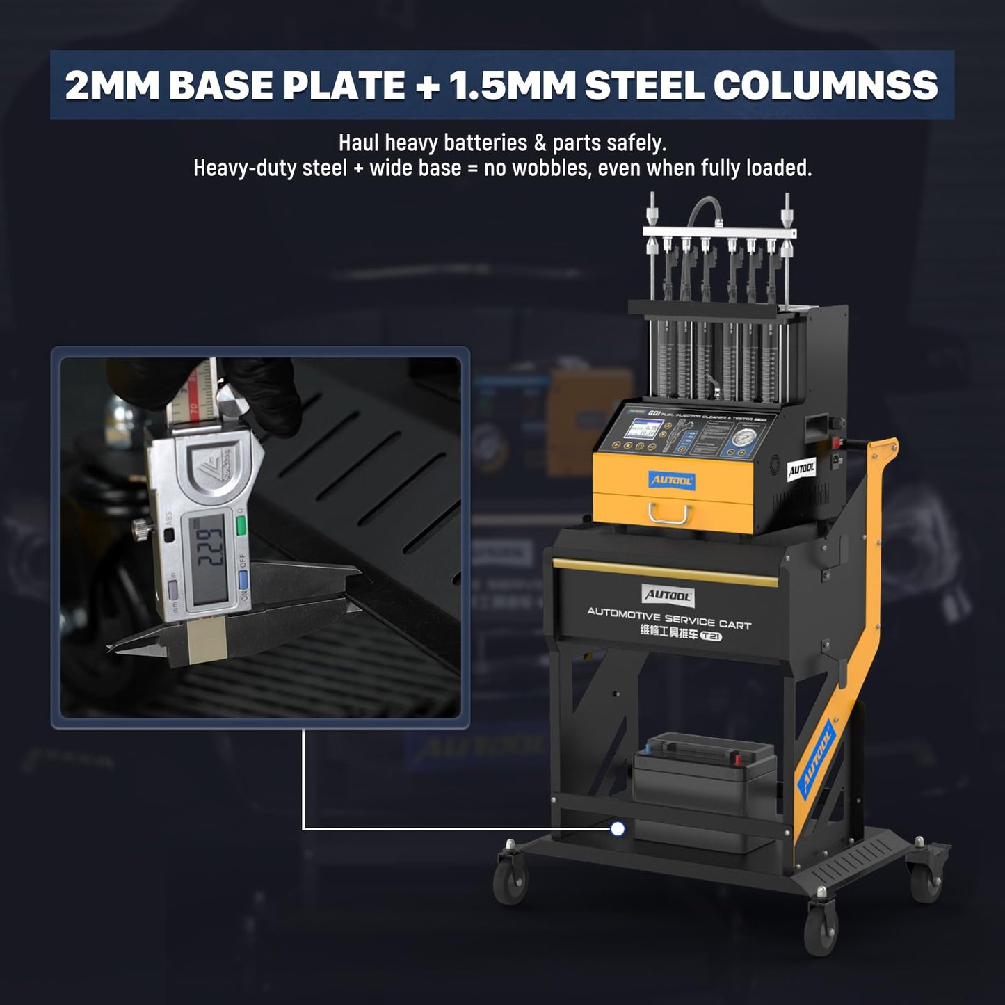 AUTOOL Heavy-Duty Modular Service Cart – 360° Swivel Casters, Large Storage Drawer & Corrosion-Resistant Steel for Automotive Workshops T21 (T21)