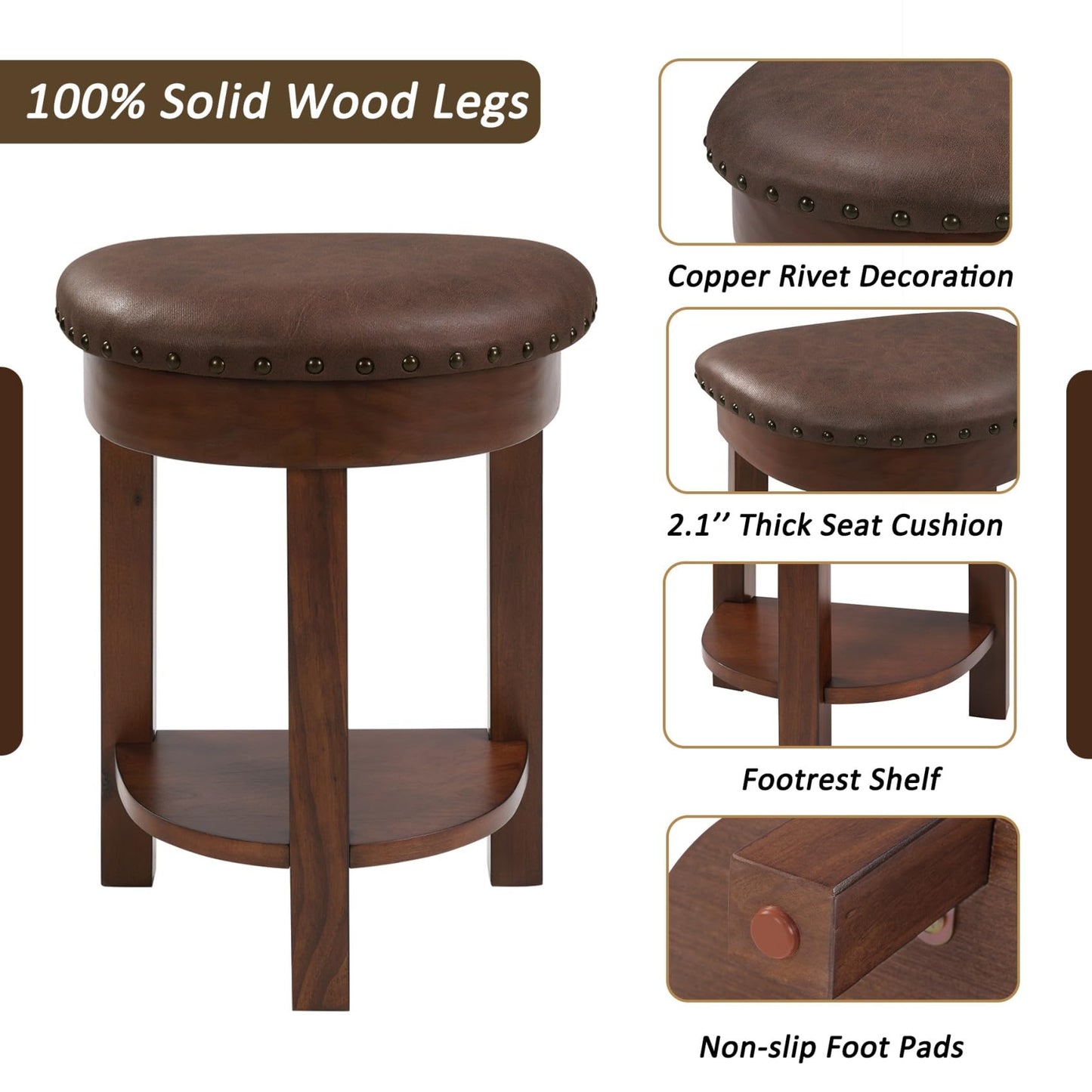 KEIKI 60" Solid Pine Wood Bar Table Set with 3 PU Stools Chairs, Long Bar High Top Dining Table & Upholstered Stools, Behind Couch Sofa Counter Height Pub Table for Breakfast, Kitchen Living Room