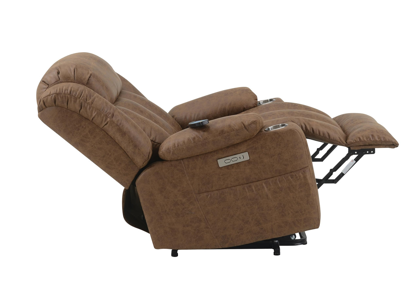 Acme Omarion Faux Leather Power Recliner with Lift/Heating and Massage in Brown