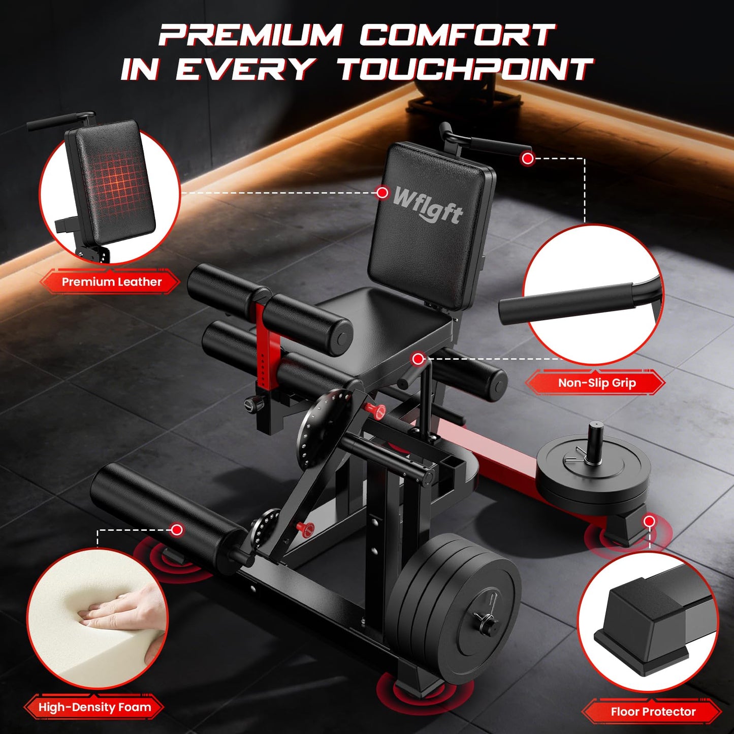 Leg Extension and Curl Machine,Adjustable Leg Curl Machine for Home Gym,4 in 1 Lower Body Workout Machine with 1000LB Capacity,Leg Workout Equipment Compatible with 1" and 2" Plates