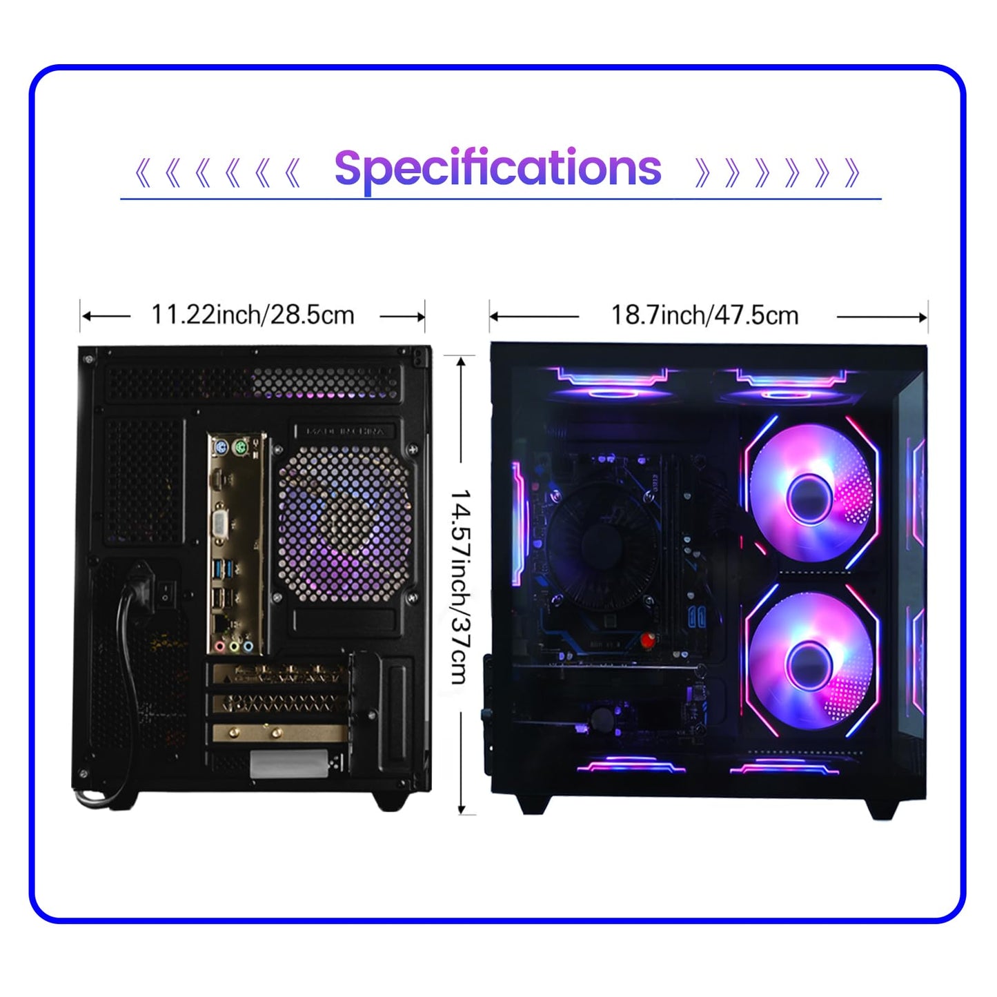 suevery Prebuilt Gaming PC Desktop, Ryzen 5 6-Core 3.6GHz Up to 4.1GHz | 16GB DDR4 RAM | 512G SSD | RX 560 4G Graphics Card | Wi-Fi 6, Gamer Computer Tower for Home Office, Black