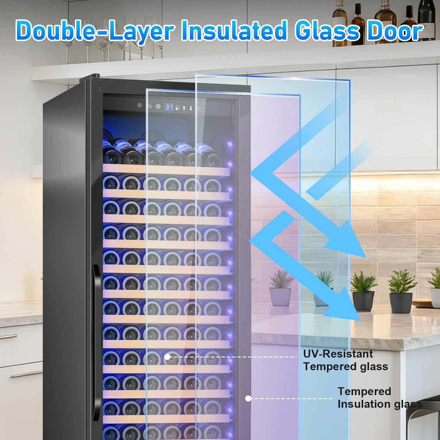 Velivi 24" Wine Cooler Refrigerator Black, 24 Inch Wide Large Capacity Freestanding/Built in Wine Fridge for 176 Bottles with Safety Lock, Professional Wine Cellar with Glass Door