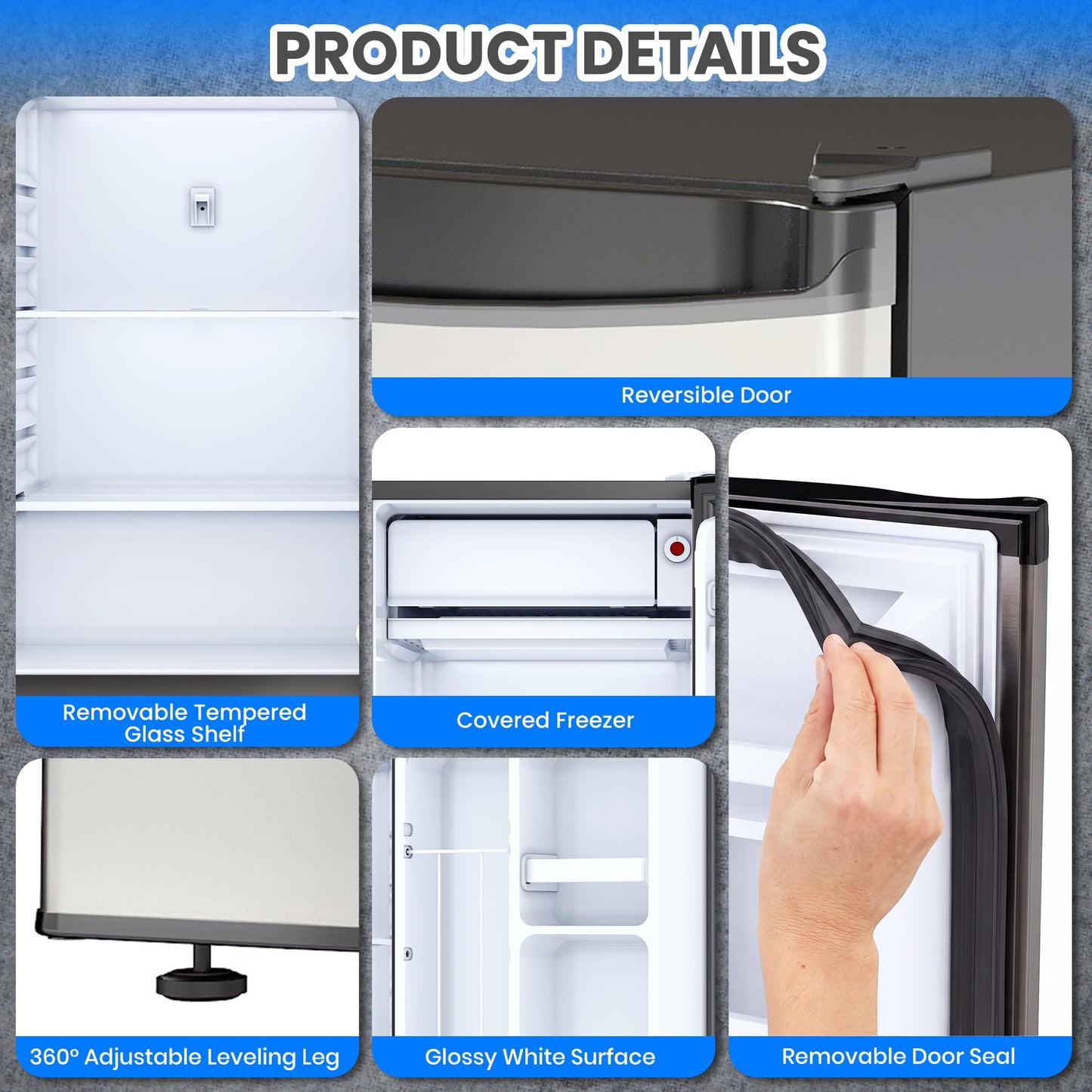 Garvee Compact Mini Fridge with Freezer, 3.2 Cu.Ft - Dual Zone Temperature Control, Single Door, 7 Adjustable Settings, Removable Shelves, Quiet & EnergEfficient - Ideal for Bedroom, Office, Dorm