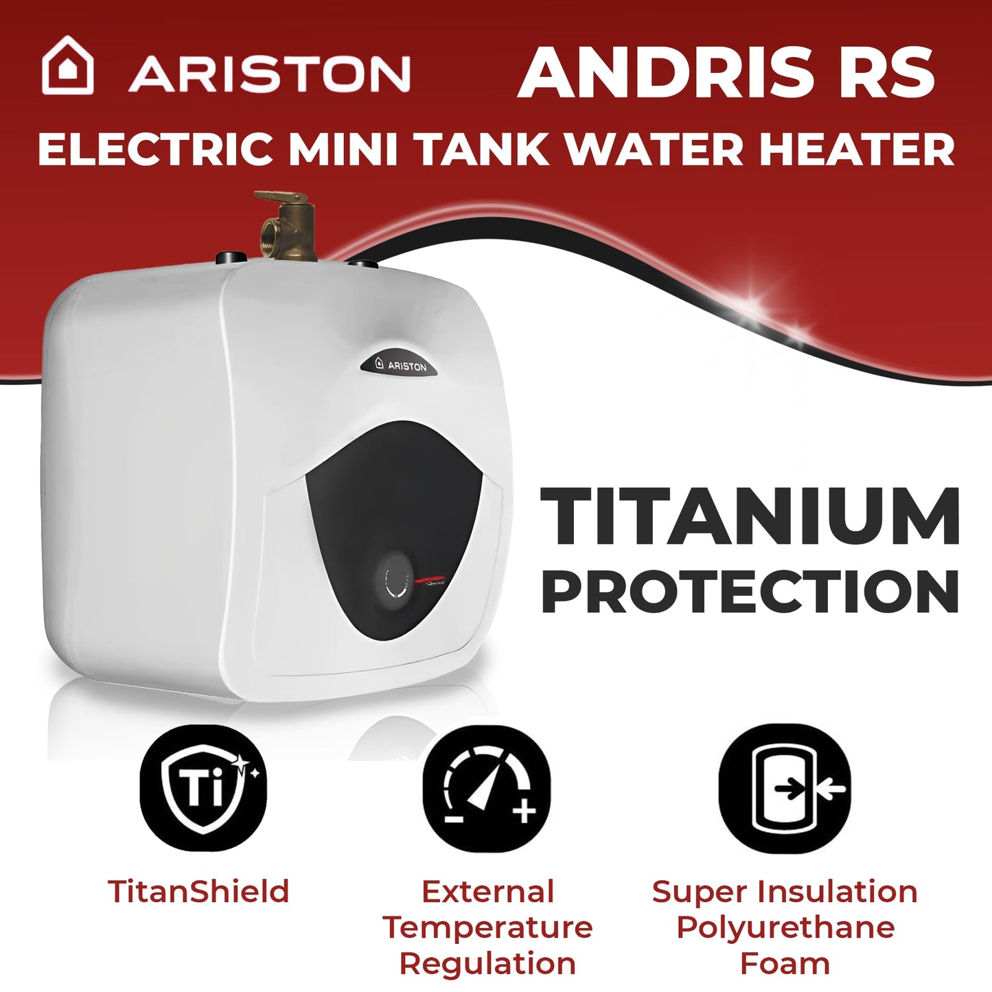8 Gallon Capacity, 120-Volt – Ariston Andris Mini Tank Electric Water Heater – Heating Solution for Under Sink, RV, and Compact Spaces, Smart Boost for Versatile Heating, Simple Installation