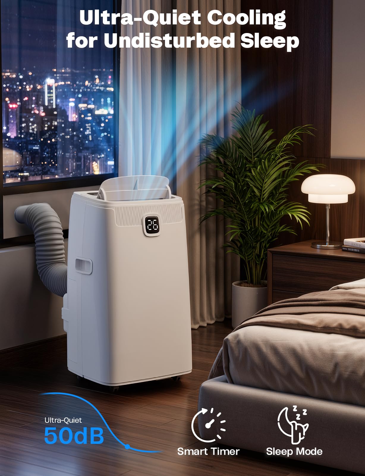 Portable Air Conditioners, 14,000 BTU Portable AC Unit for Room up to 650 Sq. Ft, 3 in 1 Small AC Unit with 24H Timer Smart Sleep Mode, Smart Stand up Air Conditioner for Bedroom Kitchen Garage