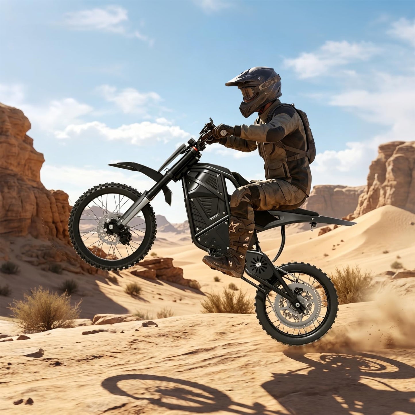 Windone RM7 Pro Electric Dirt Bike, 60V 20.8Ah, 45MPH Max Speed Electric Motorcycle, 4000W Ebike, 14"/12" Off-Road Tire E-Bike, Dual Hydraulic Brakes, Full Suspension, Fit Age 13+, Black