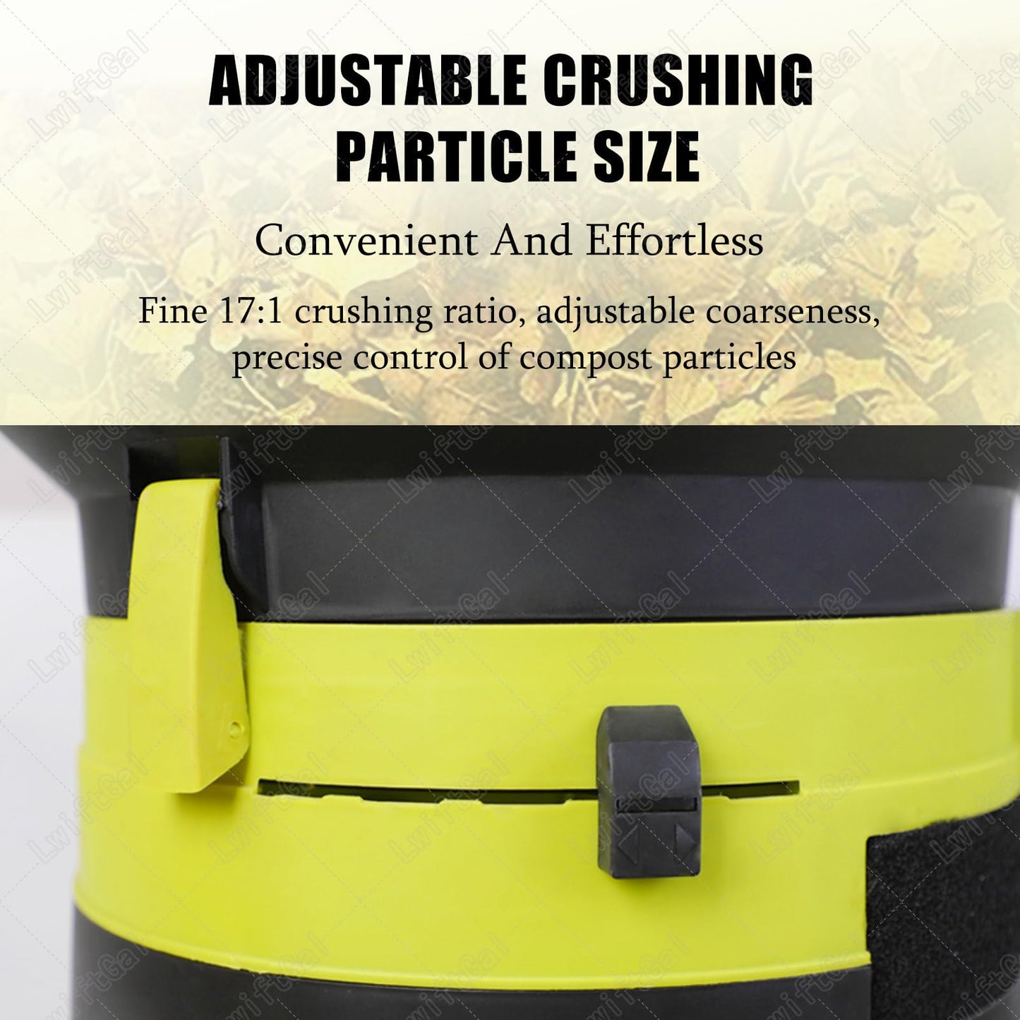 LwiftGal Garden Leaf Crusher with Wheels and Storage Bag, Electric Leaf Mulcher Compost Shredder 2500w, 8000rpm Electric Chipper for Yard Cleanup, Composting 30mpowercord