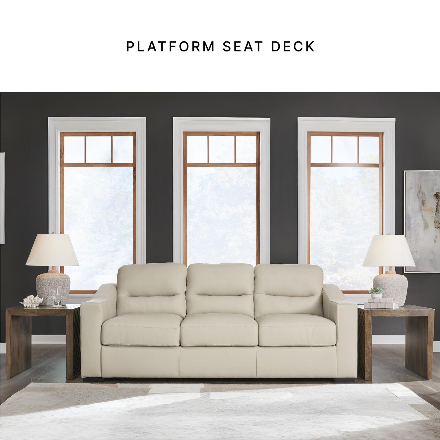 Signature Design by Ashley Treasure Trove Contemporary Leather Match Sofa, Beige