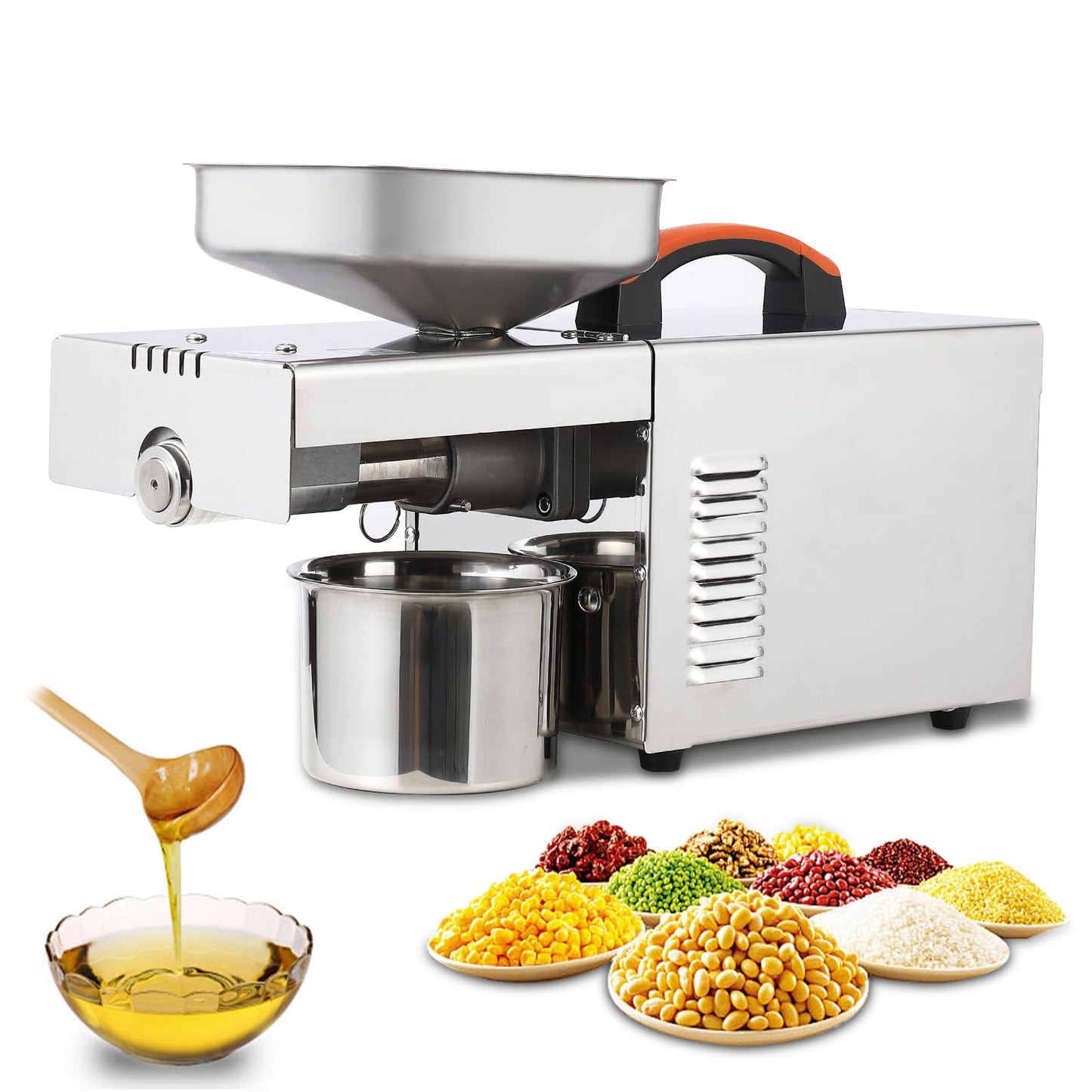 EliteEdge 900W Stainless Steel Oil Press Machine, Automatic Cold Press Oil Extractor for Home Use, Electric Seed and Nut Oil Maker with Temperature Control