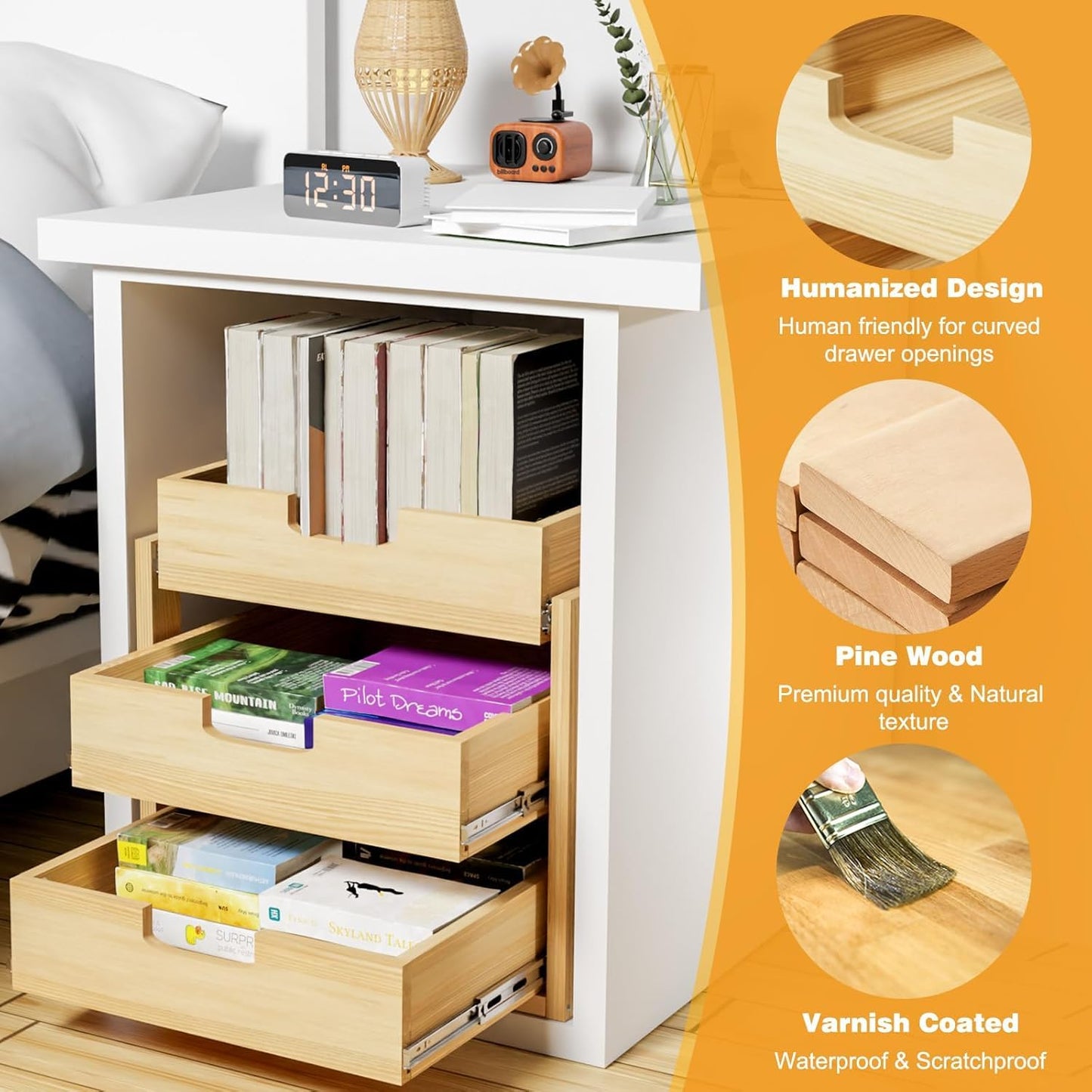Gsskny Pull Out Cabinet Organizer, 26''W×21''D Sliding Drawers for Cabinets, 3 Tier Soft Close Slide Out Wooden Pull out Drawers, Base Cabinet Organization for Kitchen, Pantry, Bathroom.
