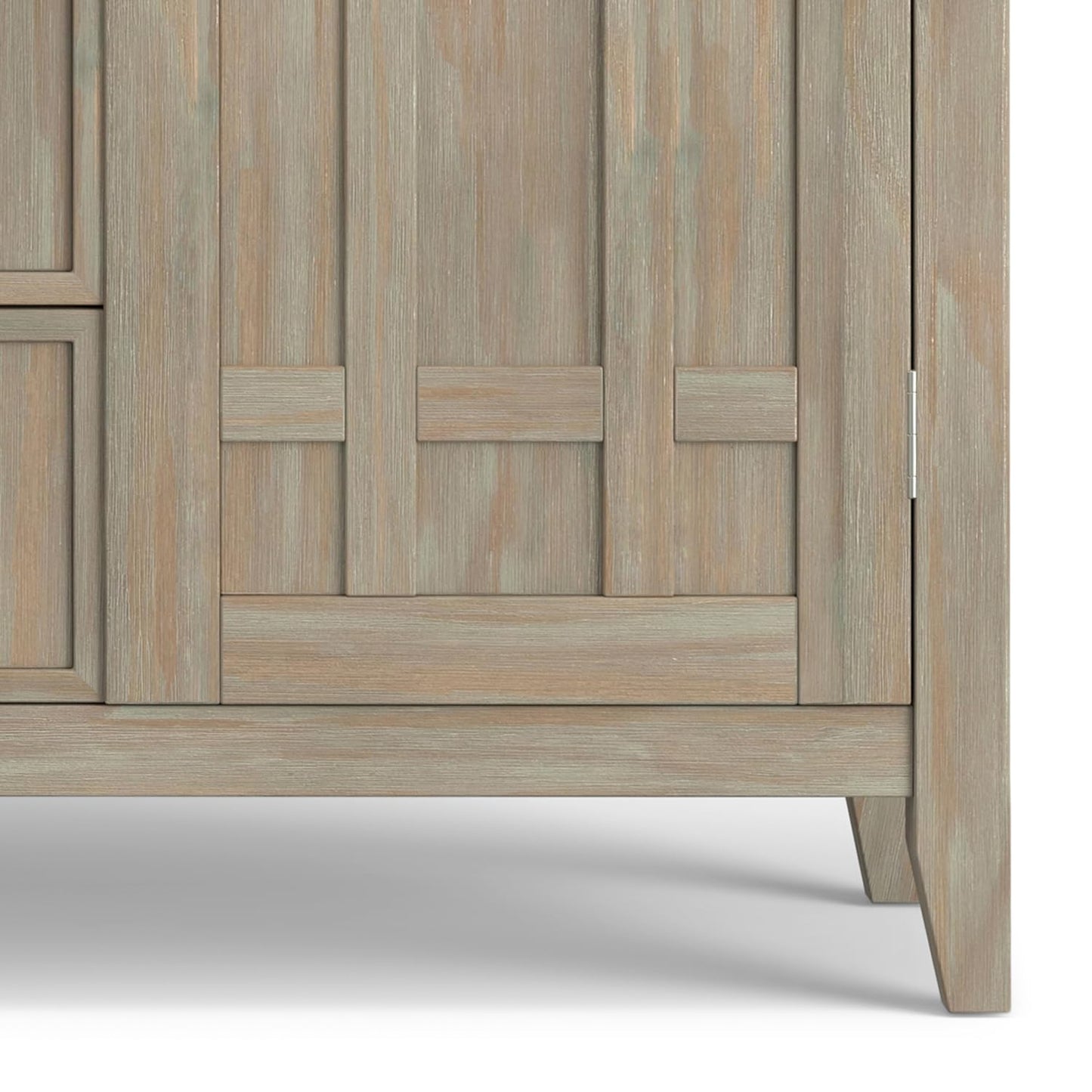 SIMPLIHOME Bedford Buffet - 54 inch Wide Solid Wood 3-Door Sideboard Buffet with Wine Rack in Distressed Grey, Transitional Cabinet for Dining Room or Kitchen with Adjustable Shelves