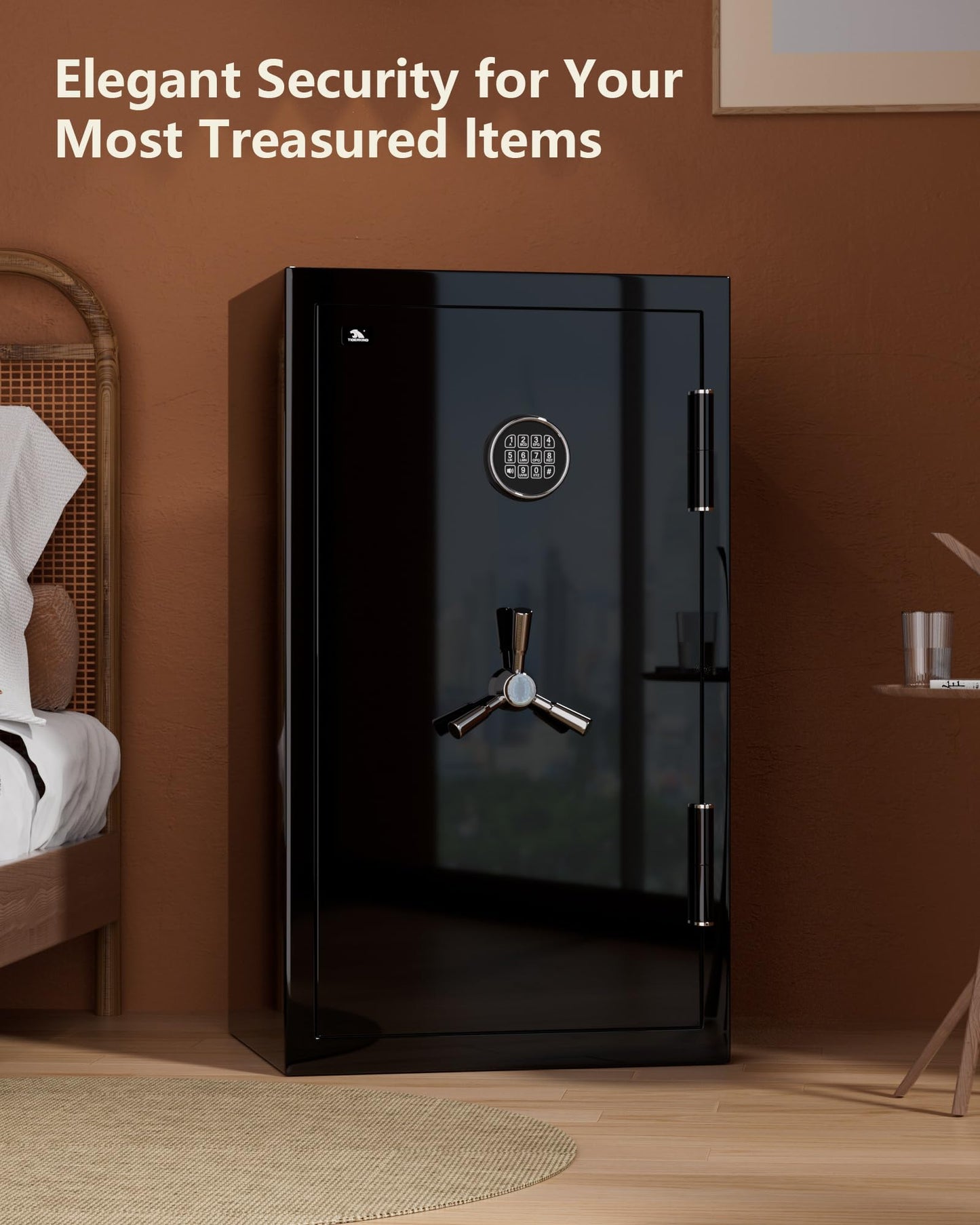 TIGERKING 8.78 Cu Ft Large Fireproof Safe for Home, Waterproof Floor Security Jewelry Safe with Digital Lock, Heavy Duty Steel Cabinet Safes with Drawer and Adjustable Shelves for Valuables