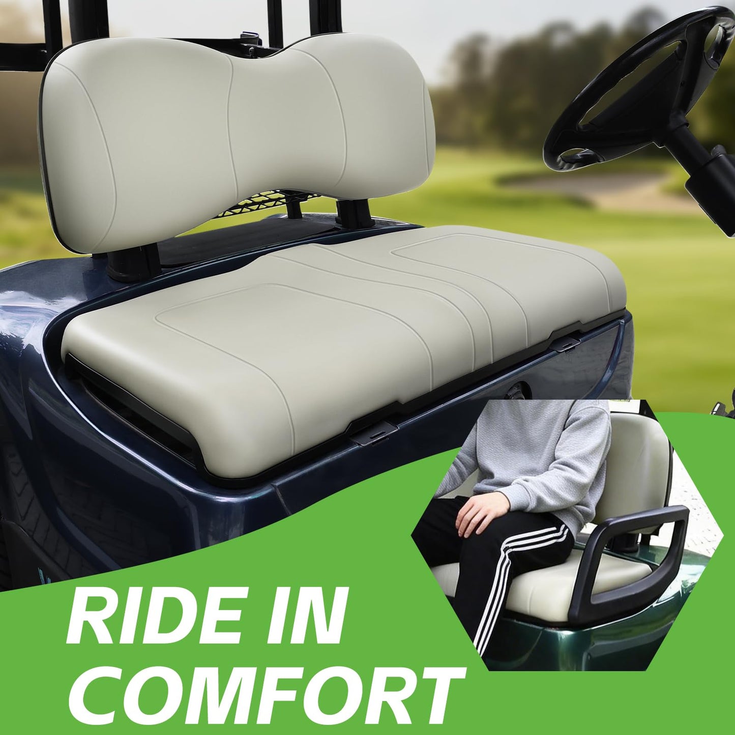 Shu-Ran Golf Cart Front Seat Bottom and Back Rest Cushion Assembly Kit Replacement for Yamaha G29/Drive 2007-2016,Gray