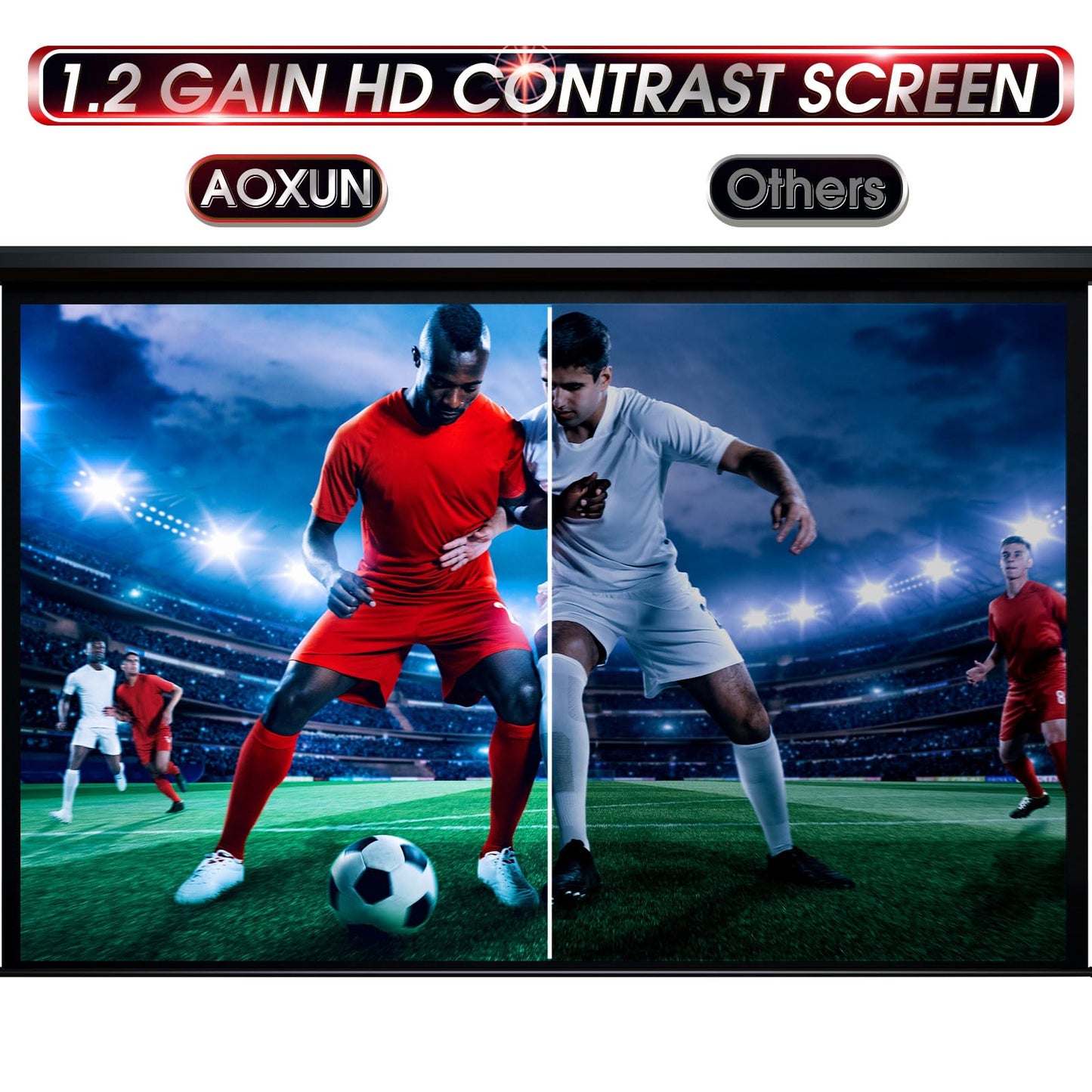 Aoxun 140 Inch Pull Down Projector Screen, HD 4K 16:9 Motorized Retractable Projector Screen for Indoor and Outdoor with Remote Control, Manual Projection Screen for Home Theater or Office, Black