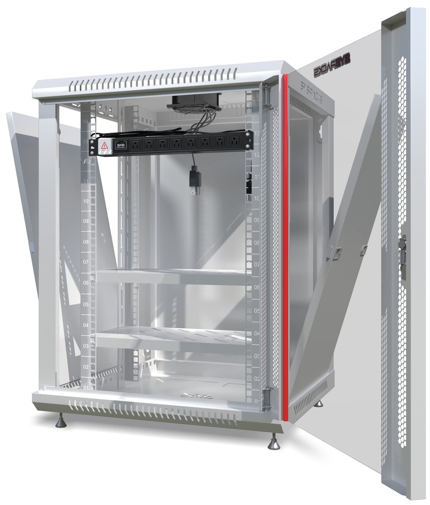 Sysracks 15U Gray Wall Rack Mount Server 19" Deep Network Cabinet, Server Rack with Fan, Removable Side Panels, Locking Glass Door 24" Computer Cabinet Enclosure Network Rack Case 15.600