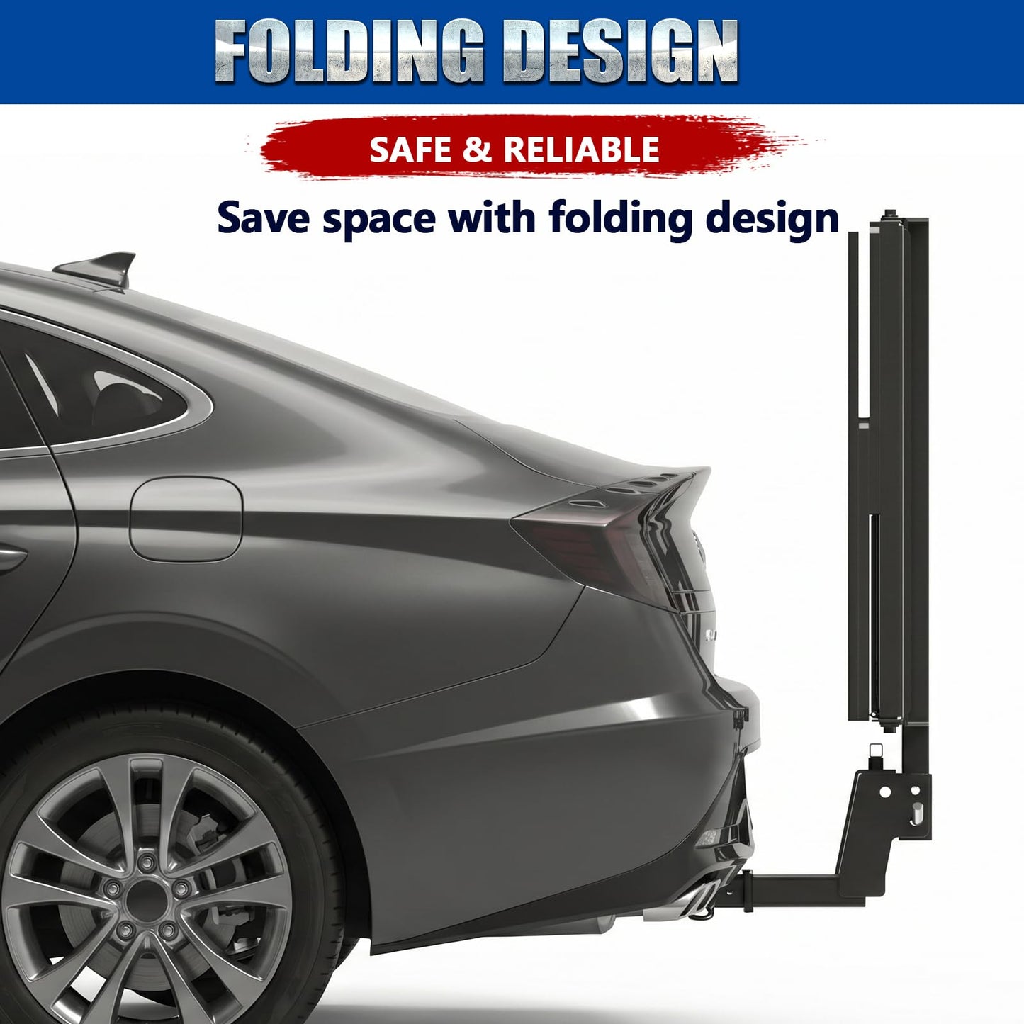 Foldable Hitch Mount Cargo Carrier Basket 61" x 25" x 16" for 2 Inch Hitches Receiver, 500 Lbs Capacity, Easy Folding, Multiple-Tightener Anti Rattle Design, High Ground Clearance, Trailer Pin Lock