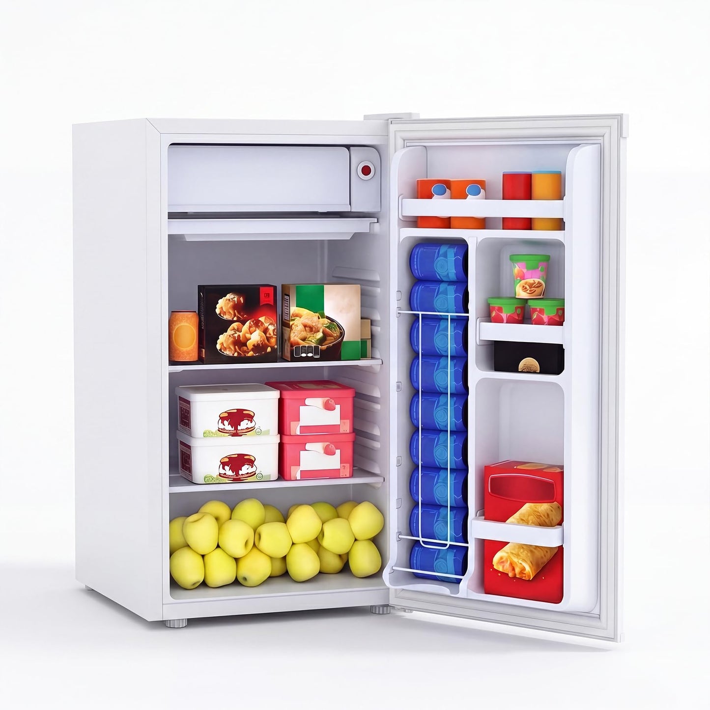 Garvee Compact Mini Fridge with Freezer, 4.5 Cu.Ft - Dual Zone Temperature Control, Single Door, 7 Adjustable Settings, Removable Shelves, Quiet & Energy Efficient - Ideal for Bedroom, Office, Dorm