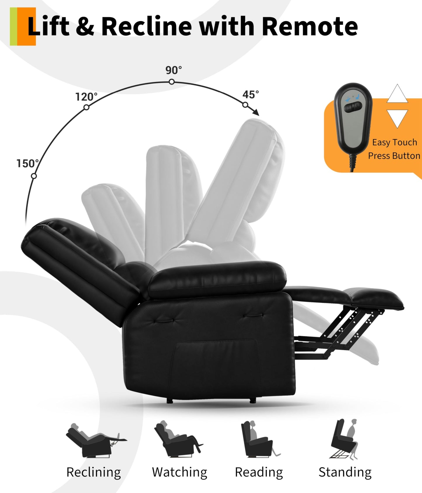 GarveeHome Power Lift Recliner Chair - Heat and Massage, Electric Lift Recliner for Elderly & Mobility Impaired, Adjustable Back and Legs, Heavy Duty Lift Chair for Seniors