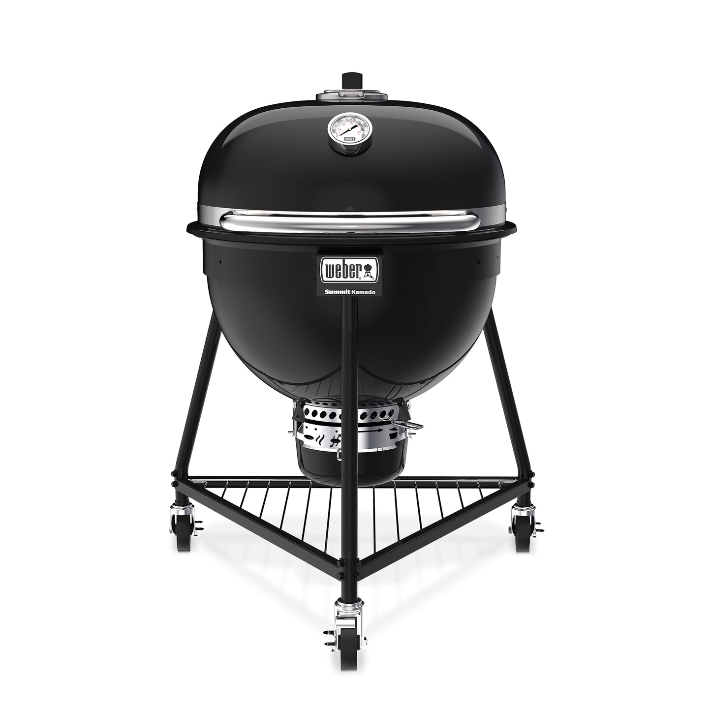 Weber Summit® Kamado E6 Charcoal Grill, Black – Dual‑Walled Insulated Steel Kamado with 24" Cooking Area, Porcelain‑Enameled Kettle & One‑Touch Cleaning System