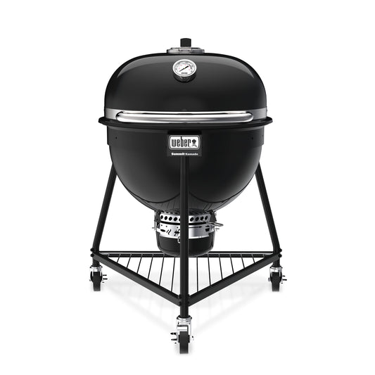 Weber Summit® Kamado E6 Charcoal Grill, Black – Dual‑Walled Insulated Steel Kamado with 24" Cooking Area, Porcelain‑Enameled Kettle & One‑Touch Cleaning System