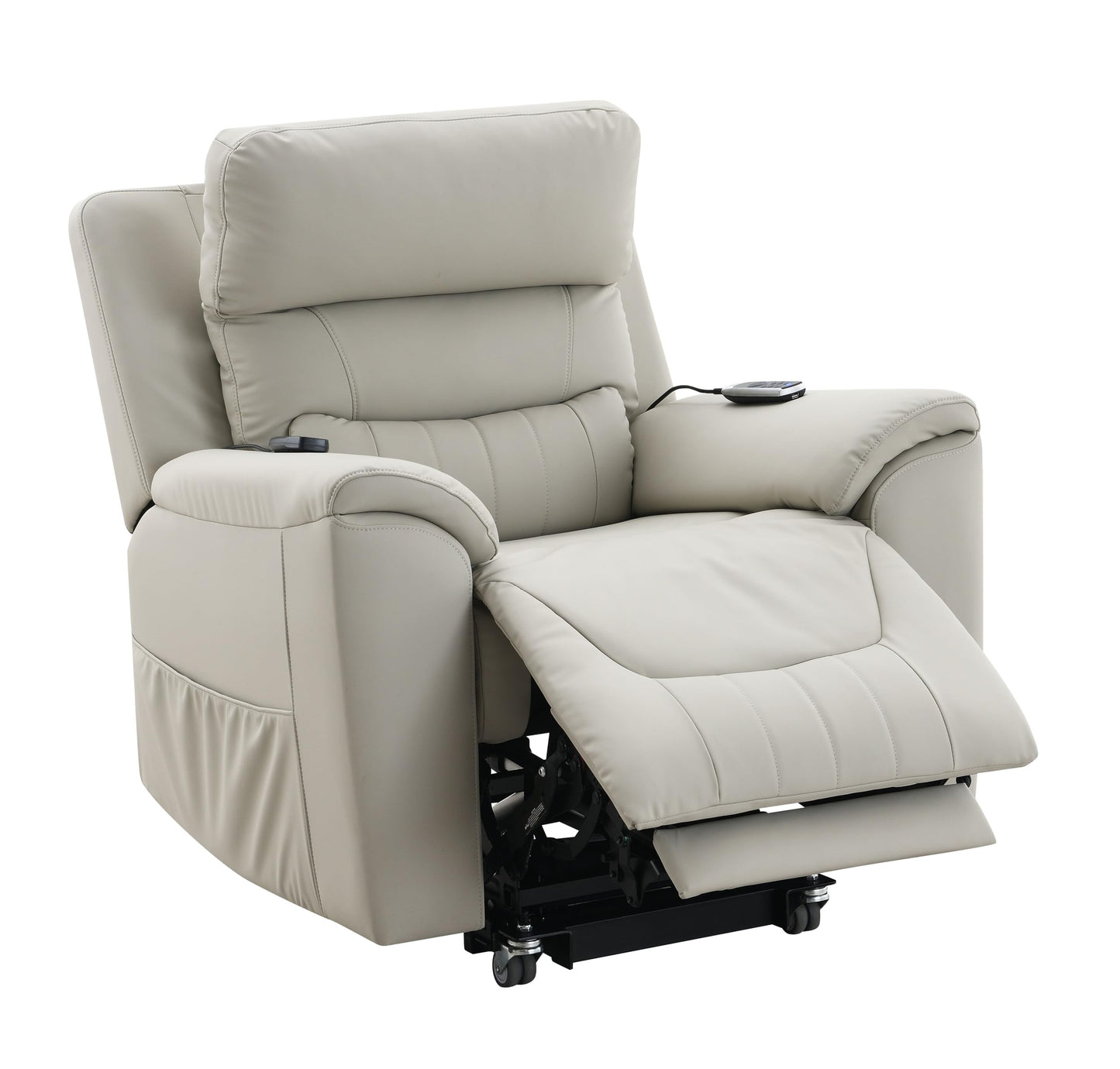 Acme Marsha Faux Leather Power Recliner with Lift & Massage in Light Gray
