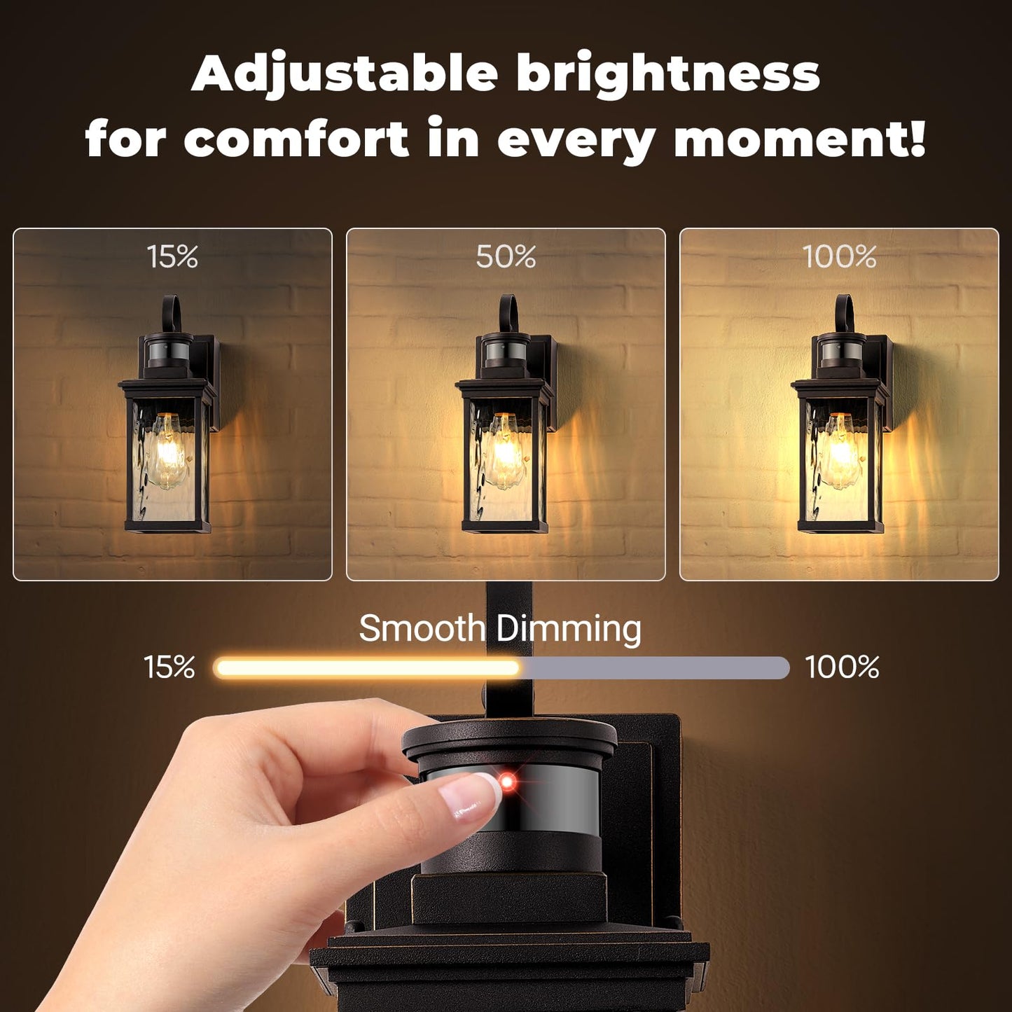 OPAXIS Wall Mount Exterior Lighting Fixture with Motion Sensor, GFCI Outlet, Aluminum, 1-Pack, Oil Rubbed Bronze Gold Trim, Model P81611