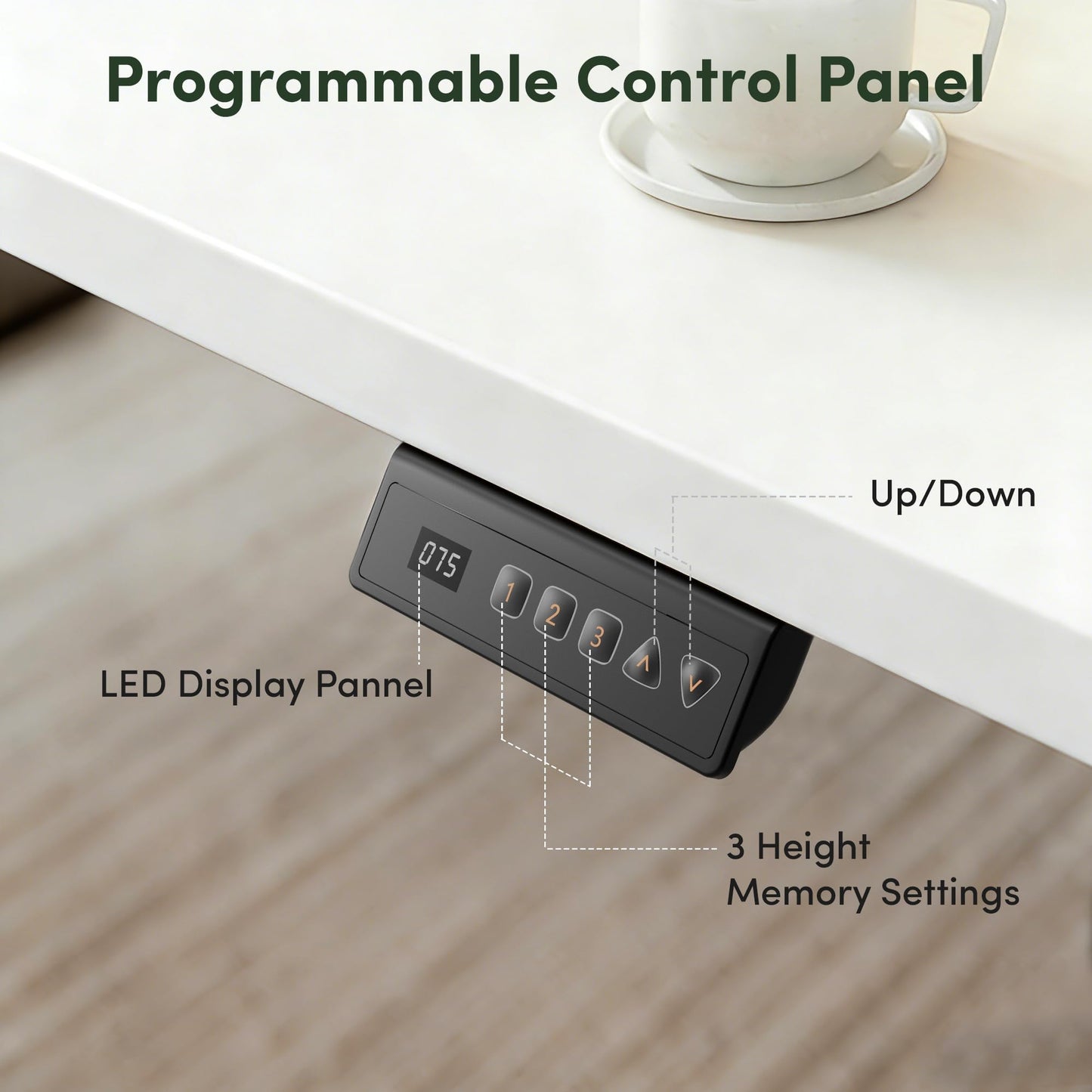 CubiCubi Standing Desk, 63 x 28 Inches Electric Height Adjustable Computer Desk, Sit Stand up Home Office Desk with Memory Presets, White