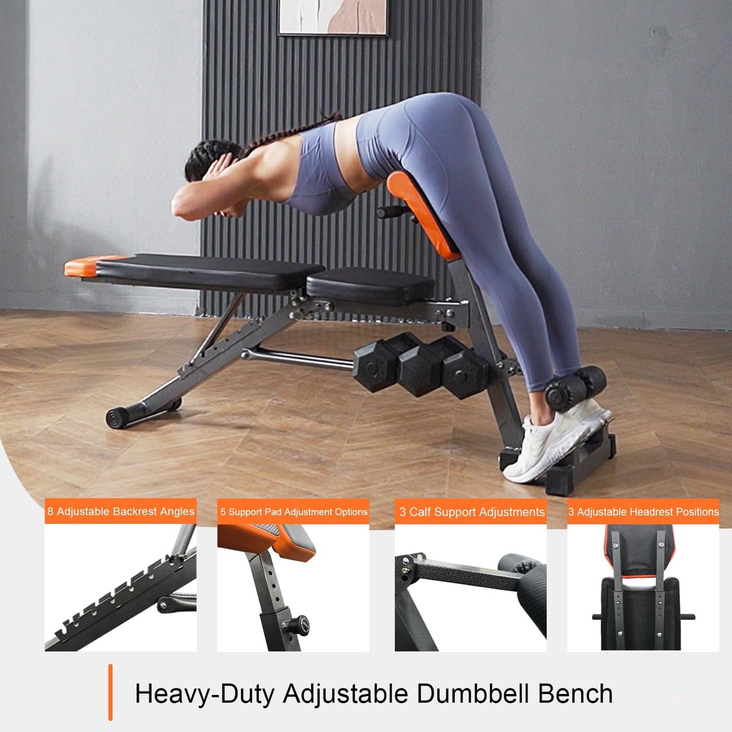 Streamnova Heavy Duty 890LBS Weight Bench – Multi-Functional FID Bench with Roman Chair & Hyper Back Extension, All-in-One Adjustable Ab Sit up Bench for Strength Training