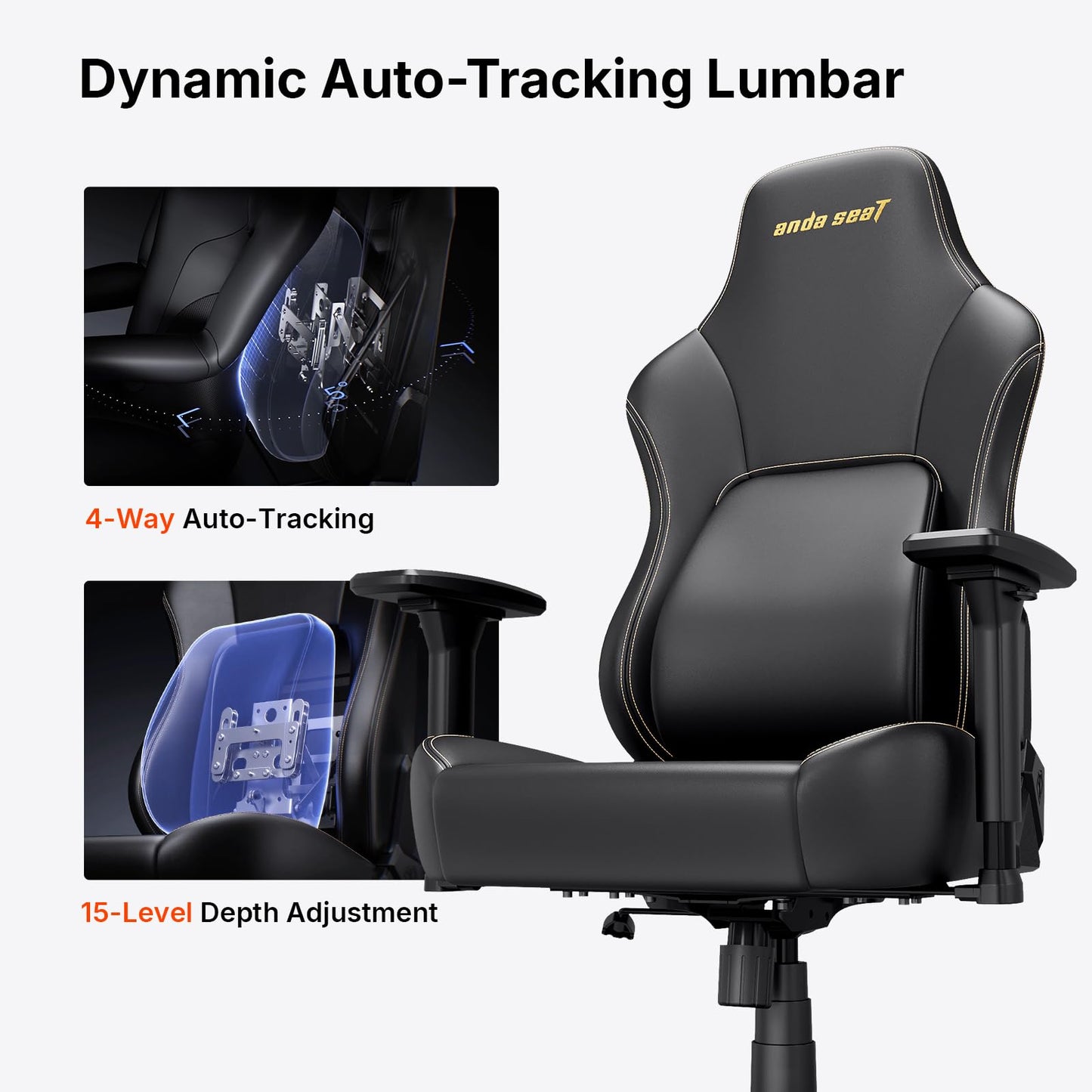 Anda Seat Phantom 4 PVC Leather Gaming Chairs for Adults - Large Wide Seat Gamer Chair with Dynamic Lumbar Support, Comfortable Ergonomic Video Game Seats with Headrest - 2D Armrests, Royal Black